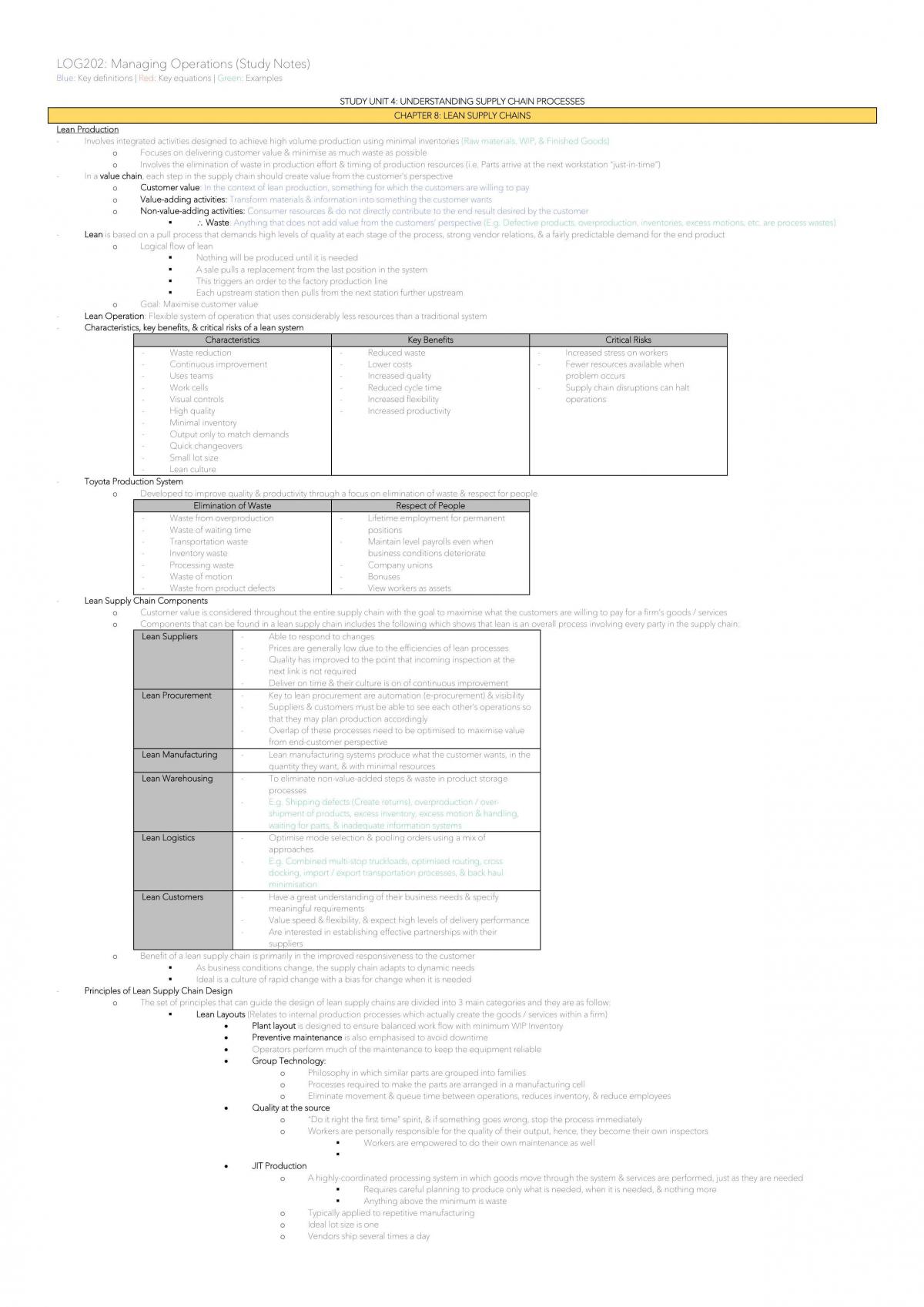 LOG202 - Managing Operations Notes - Page 10