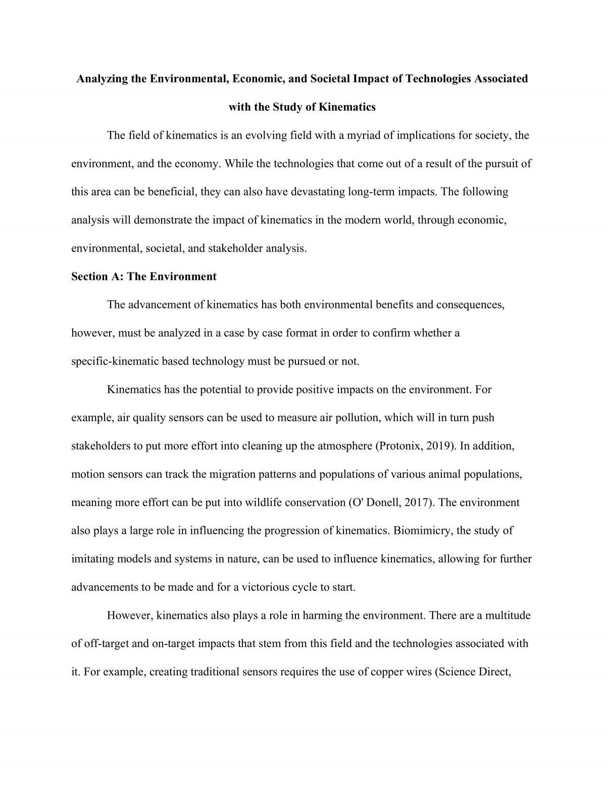 Analyzing the Environmental, Economic, and Societal Impact of Technologies Associated with the Study of Kinematics - Page 2