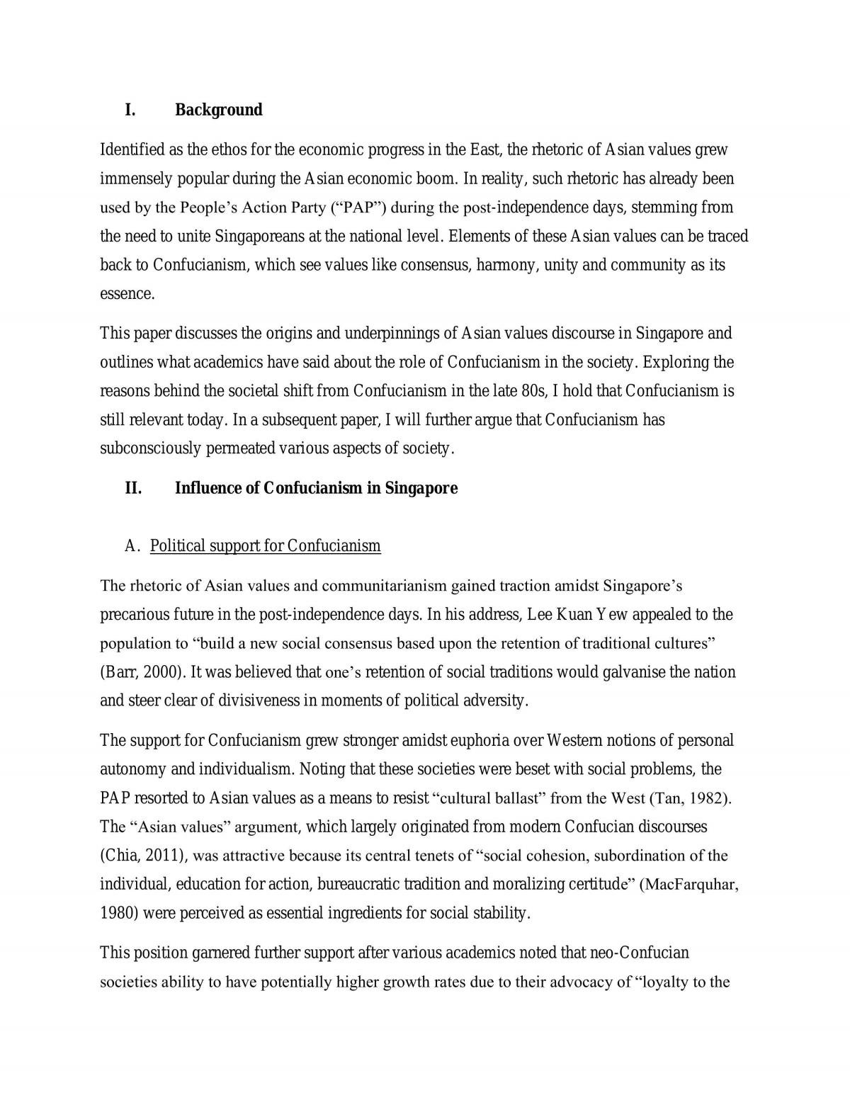 Essay discussing the influence of Confucianism on Singapore  - Page 2