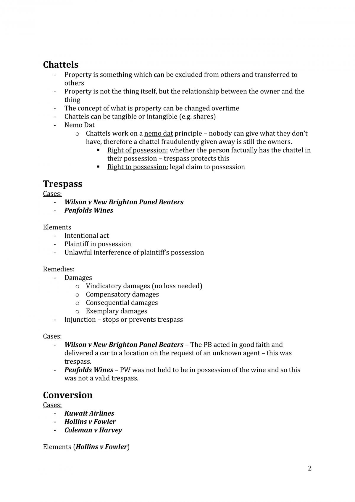 LAWS203 Property Law full course summary notes - Page 2