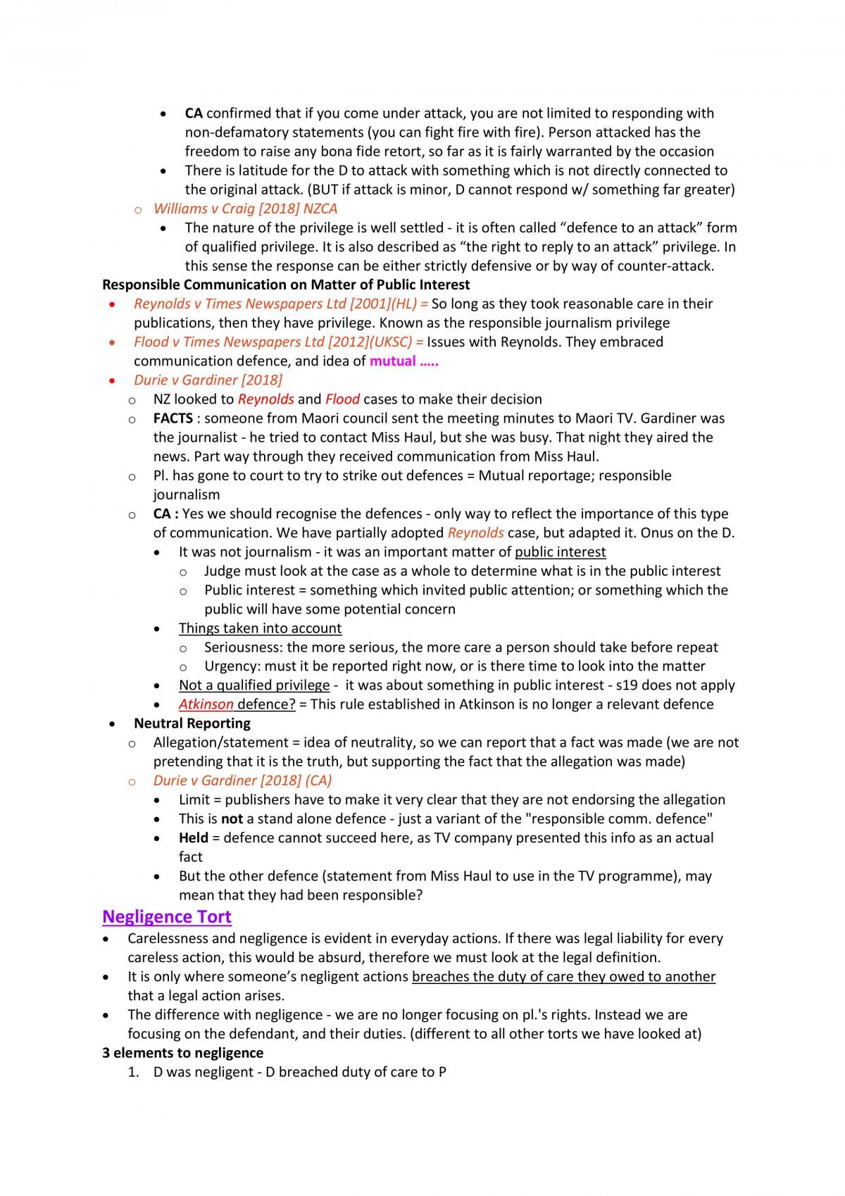Law of Torts Complete Study Notes - Page 17