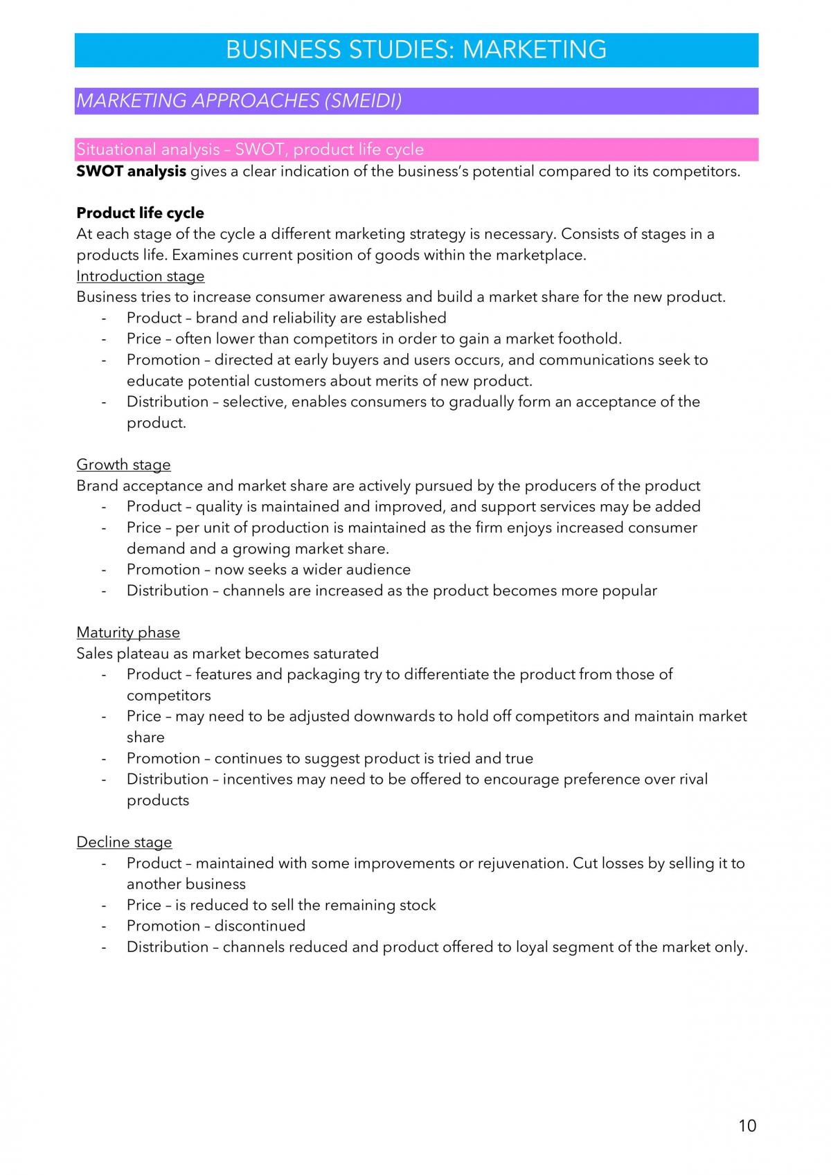 Business Studies Marketing Study Notes  - Page 10