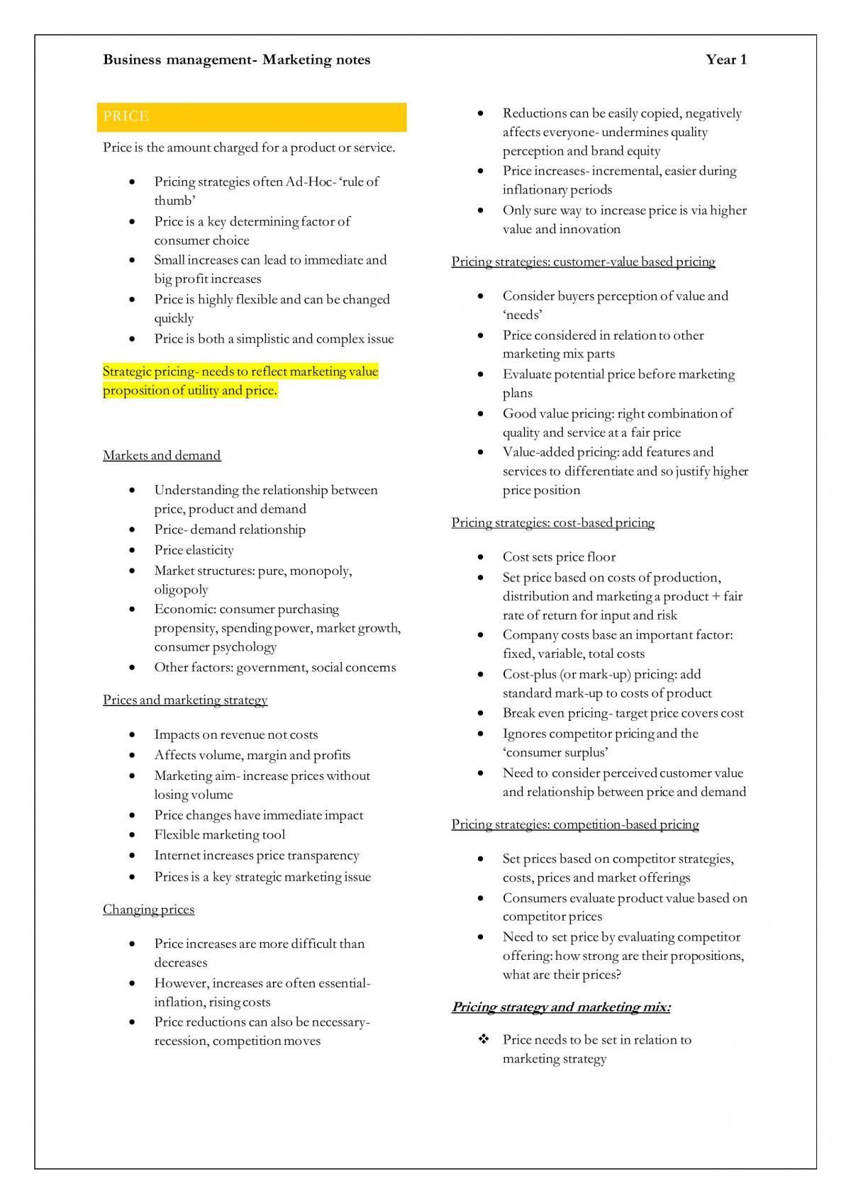 Principles of Marketing Year 1 Notes - Page 27