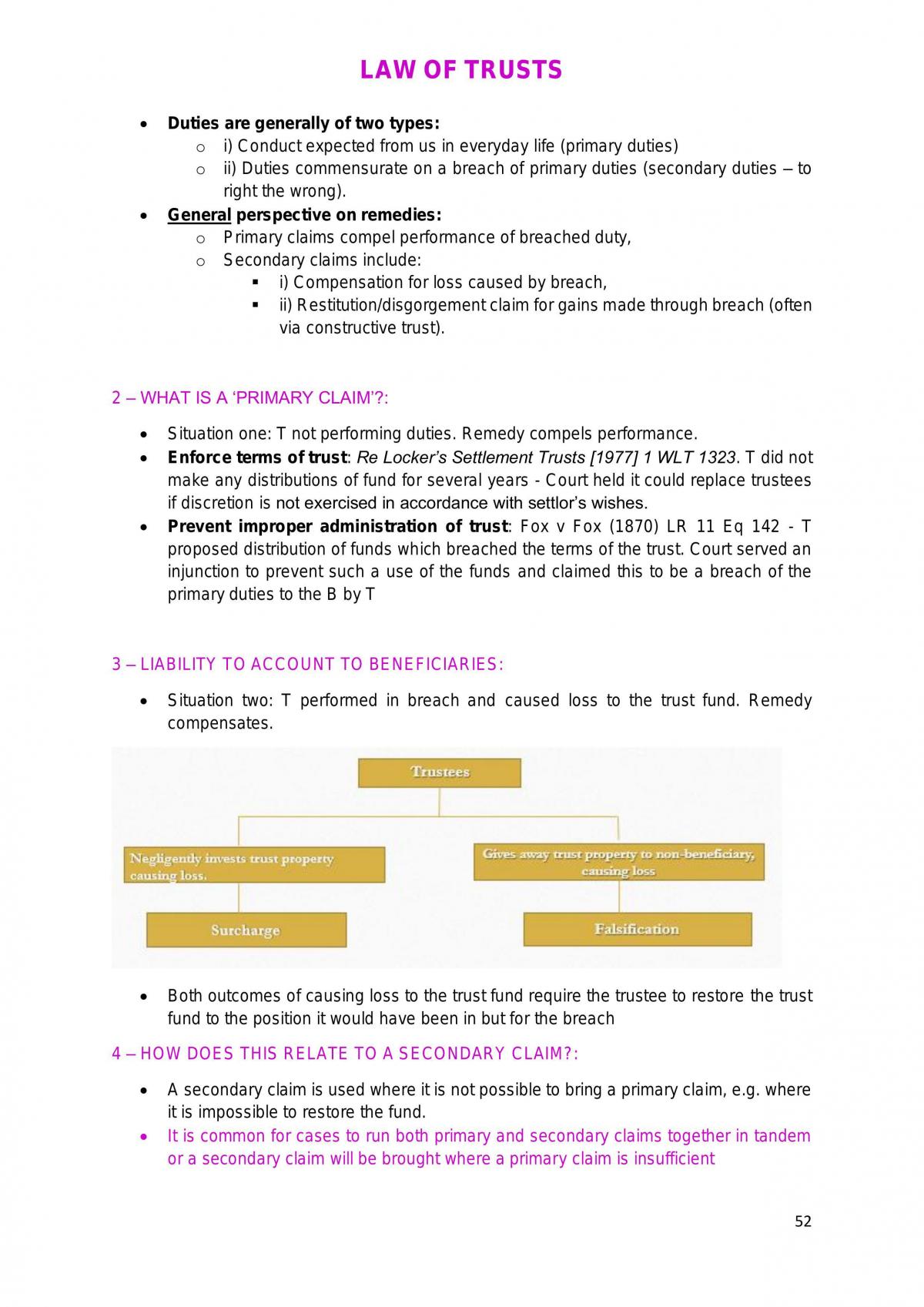 Compilation of notes for the Law of Trusts module - Page 52