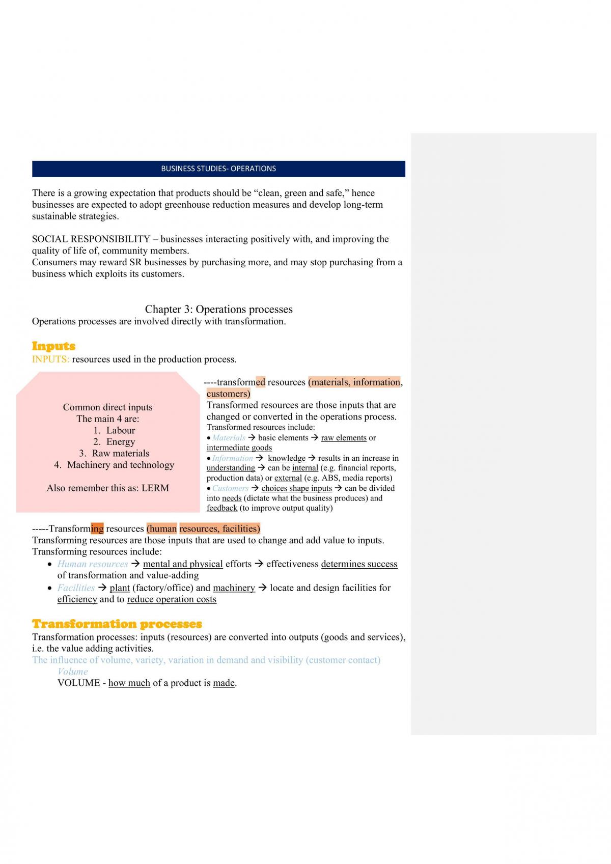 Business Studies Operations Notes  - Page 13
