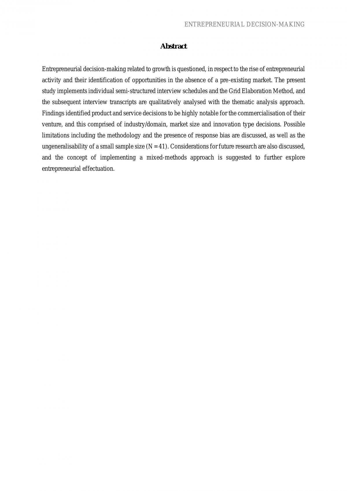 Entrepreneurial Decision-Making and Related Cognitive Processes - Lab Report - Page 2