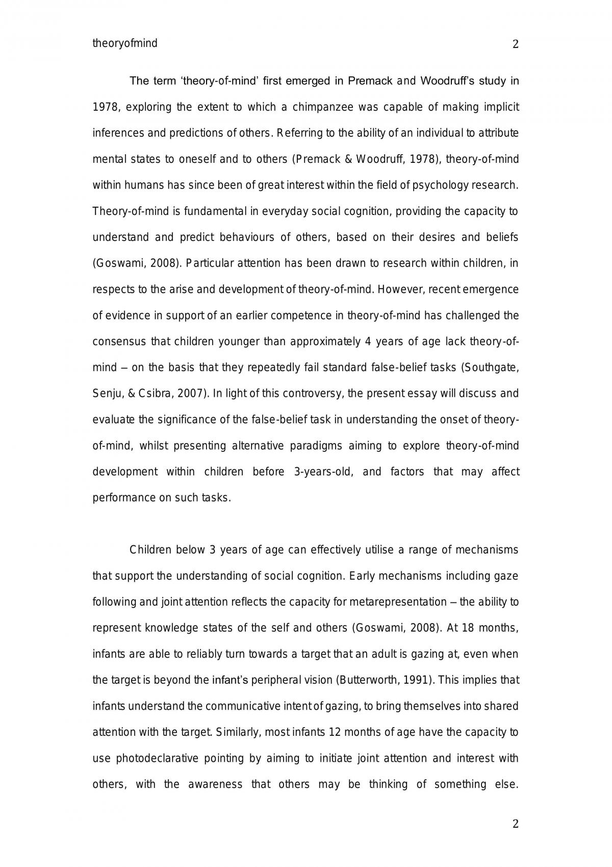 Do Children Develop a Theory of Mind Before 3 Years of Age? - Page 2