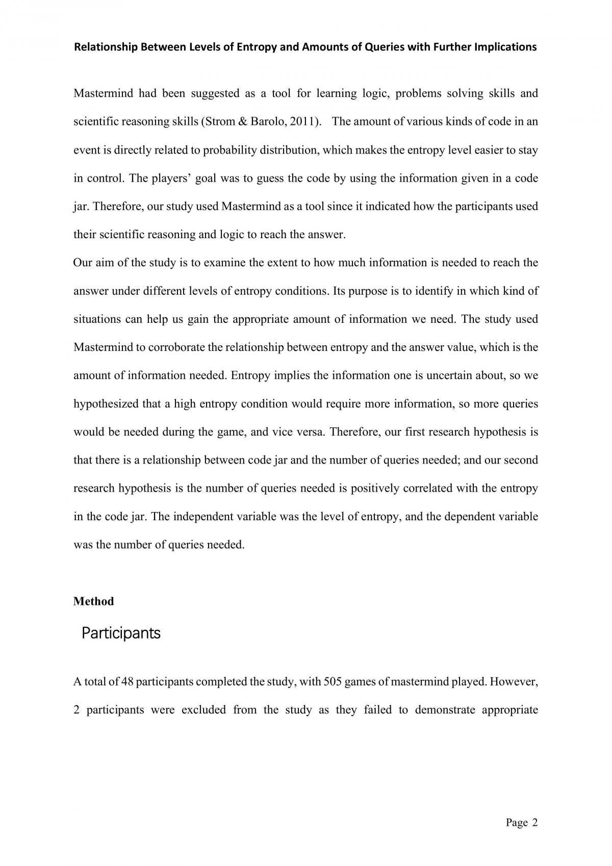 Lab Report - Relationship Between Levels of Entropy and Amounts of Queries with Further Implications - Page 2