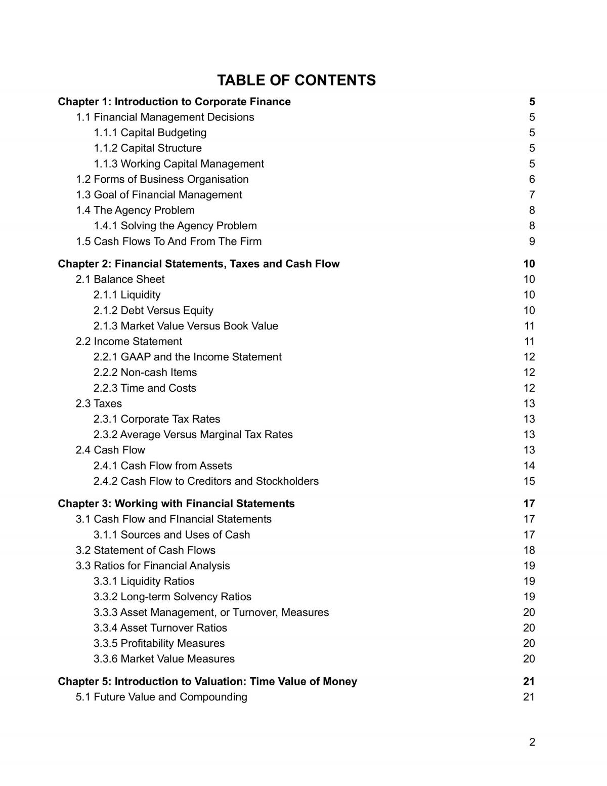 FNCE101 - Finance Study Notes  - Page 2