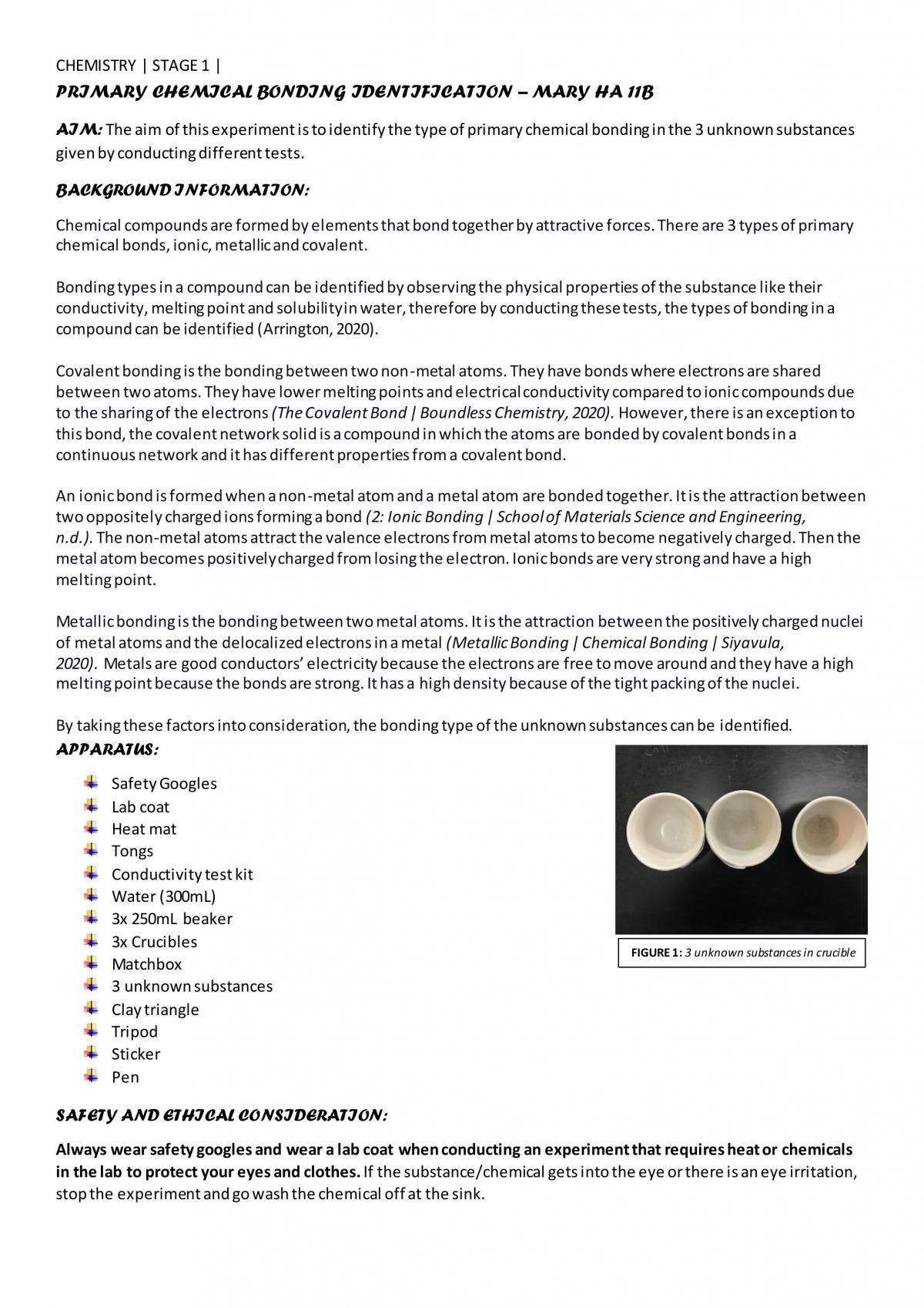 Primary Chemical Bonding Identification Practical - Page 2