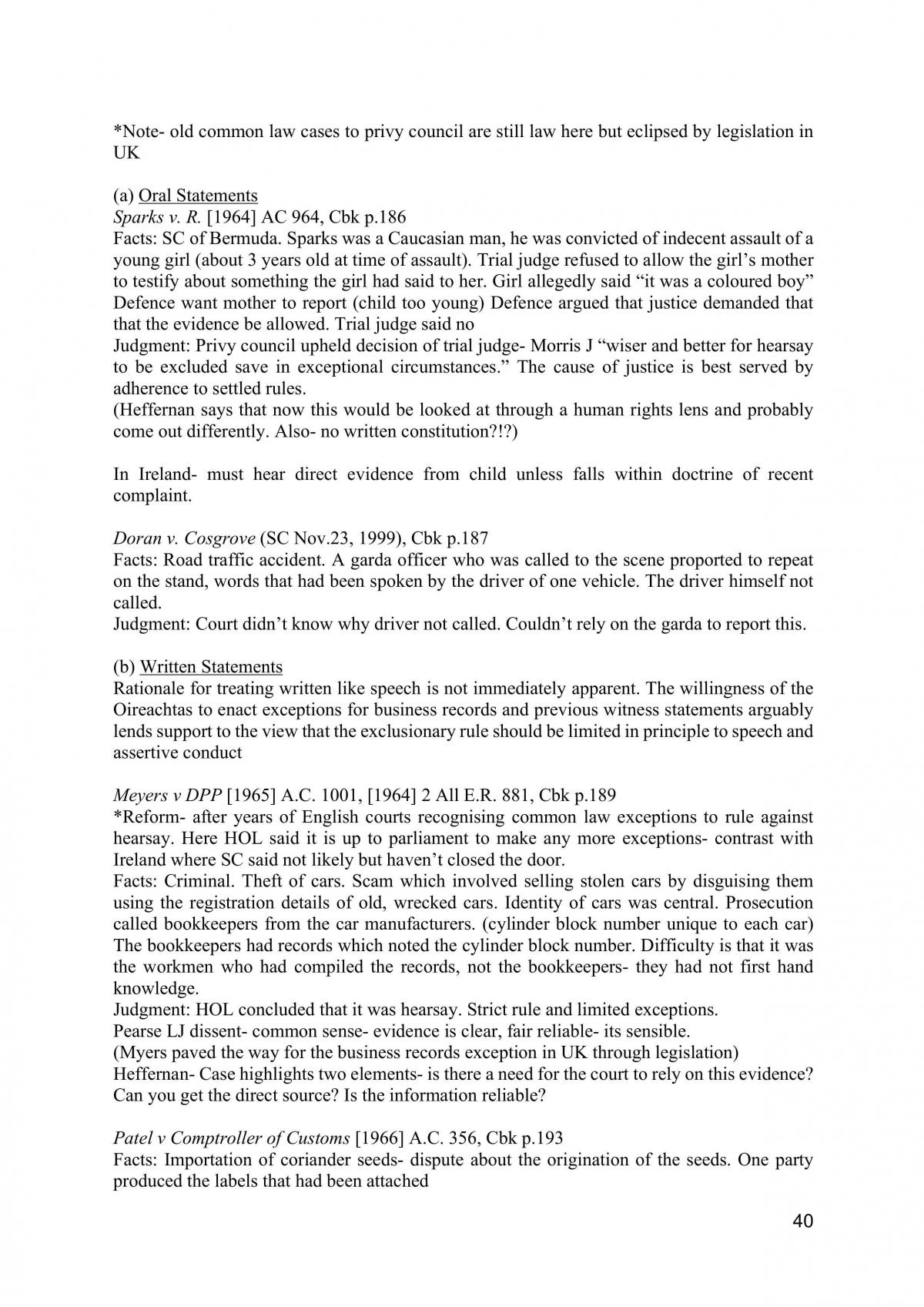 Law of Evidence Notes  - Page 40