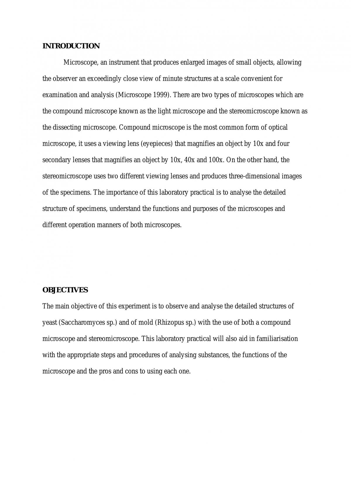 An Introductory Study of Yeast (Saccharomyces sp.) and Mold (Rhizopus sp.) - Page 2