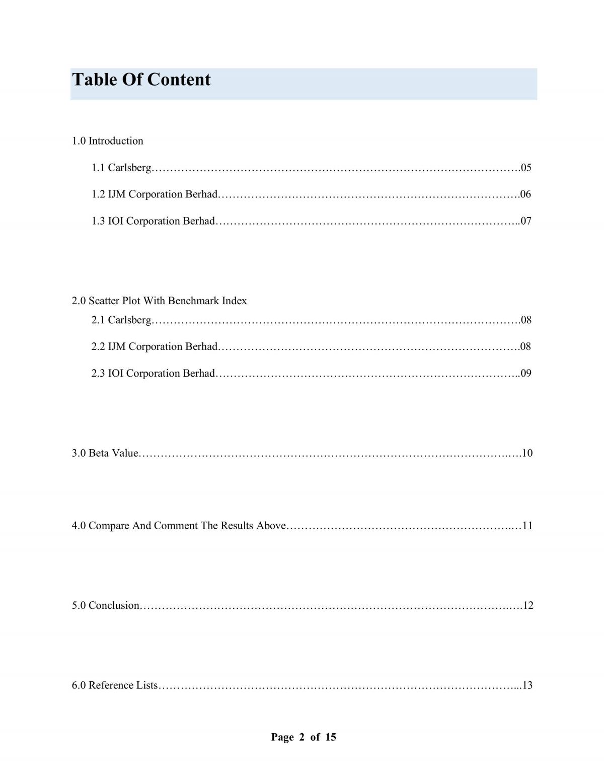 Essay Discussing The Return, Standard Deviation, Beta Value Of Selected Listed Company - Page 2