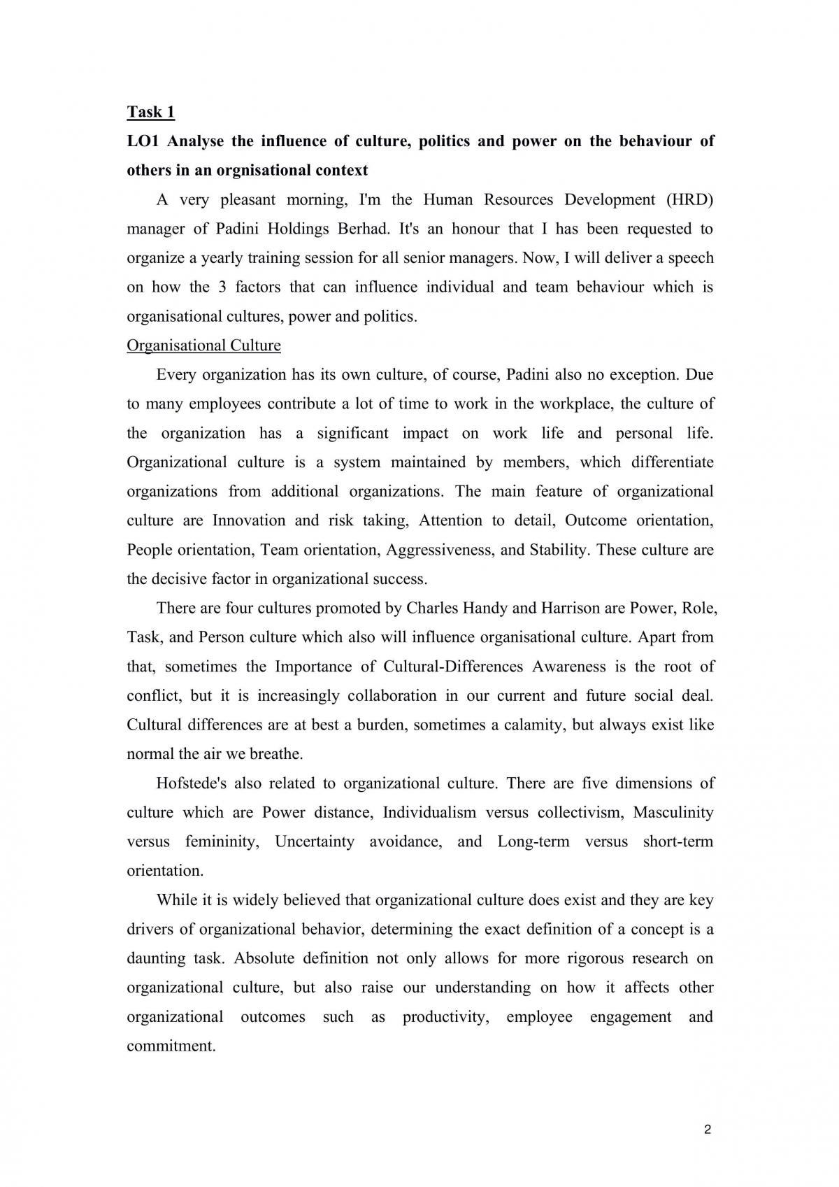 Organisational Behaviour Assignment - Page 2