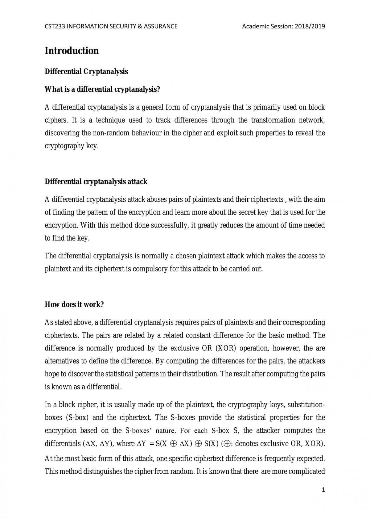 CST233- Assignment 2 Differential Cryptanalysis - Page 2