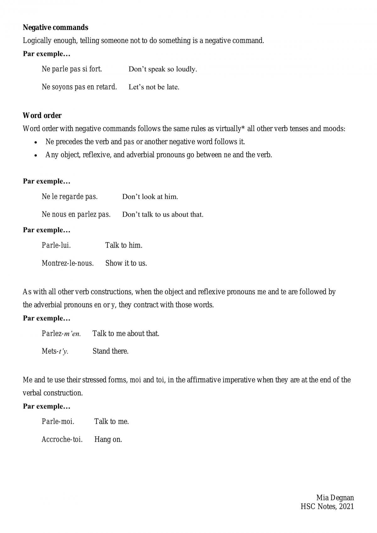 French Continuers Syllabus Grammar Notes - Page 27