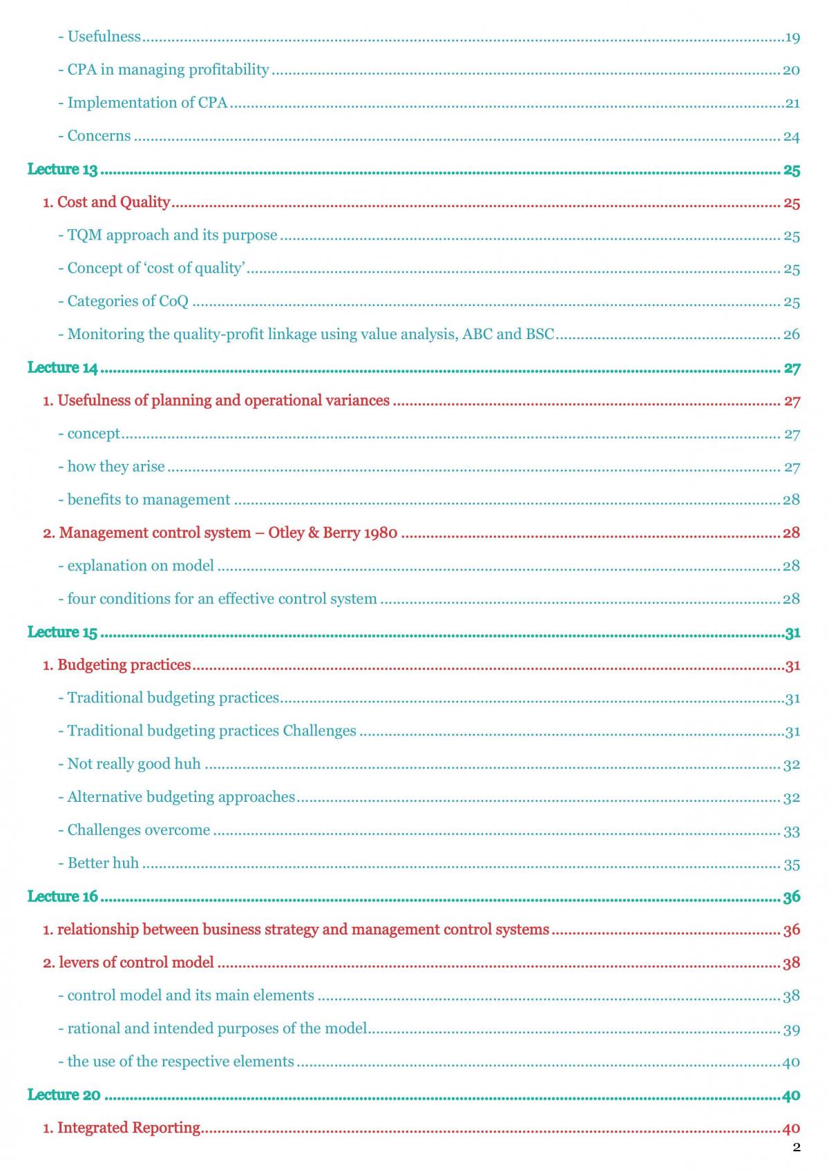 Advanced Management Accounting exam study notes - Page 2