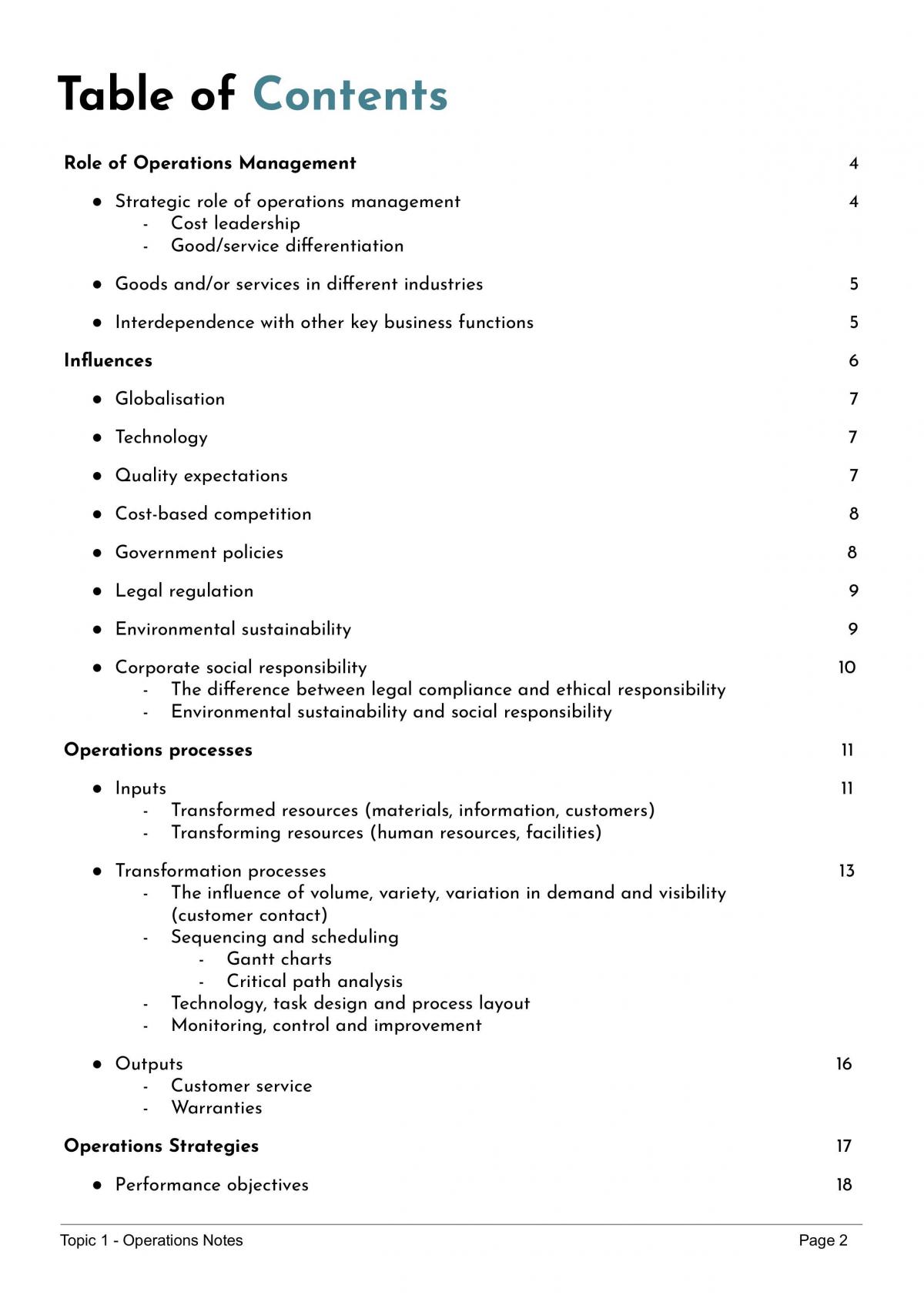 Business Studies Operations Notes  - Page 2