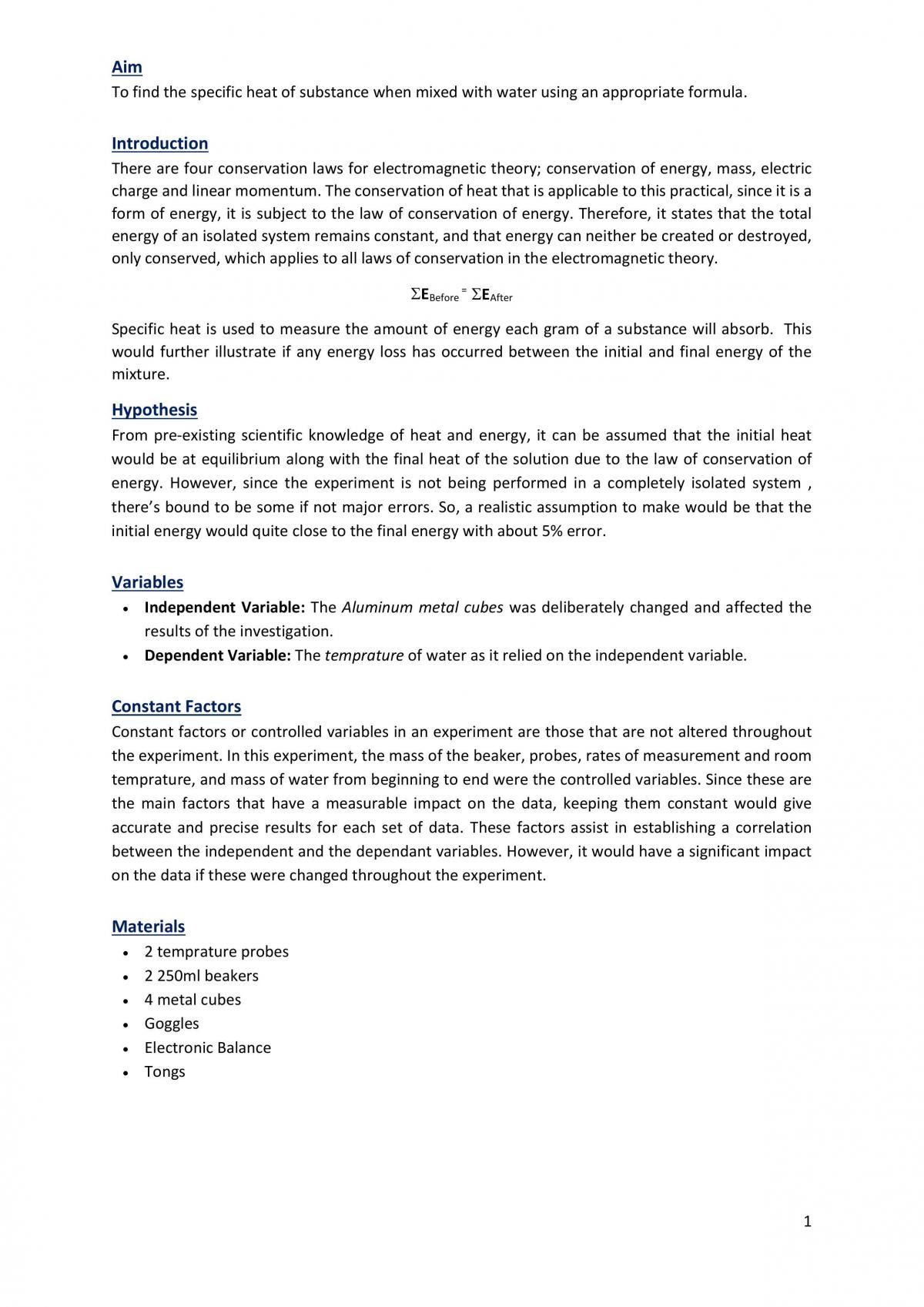 Conservation of heat practical report - Page 2