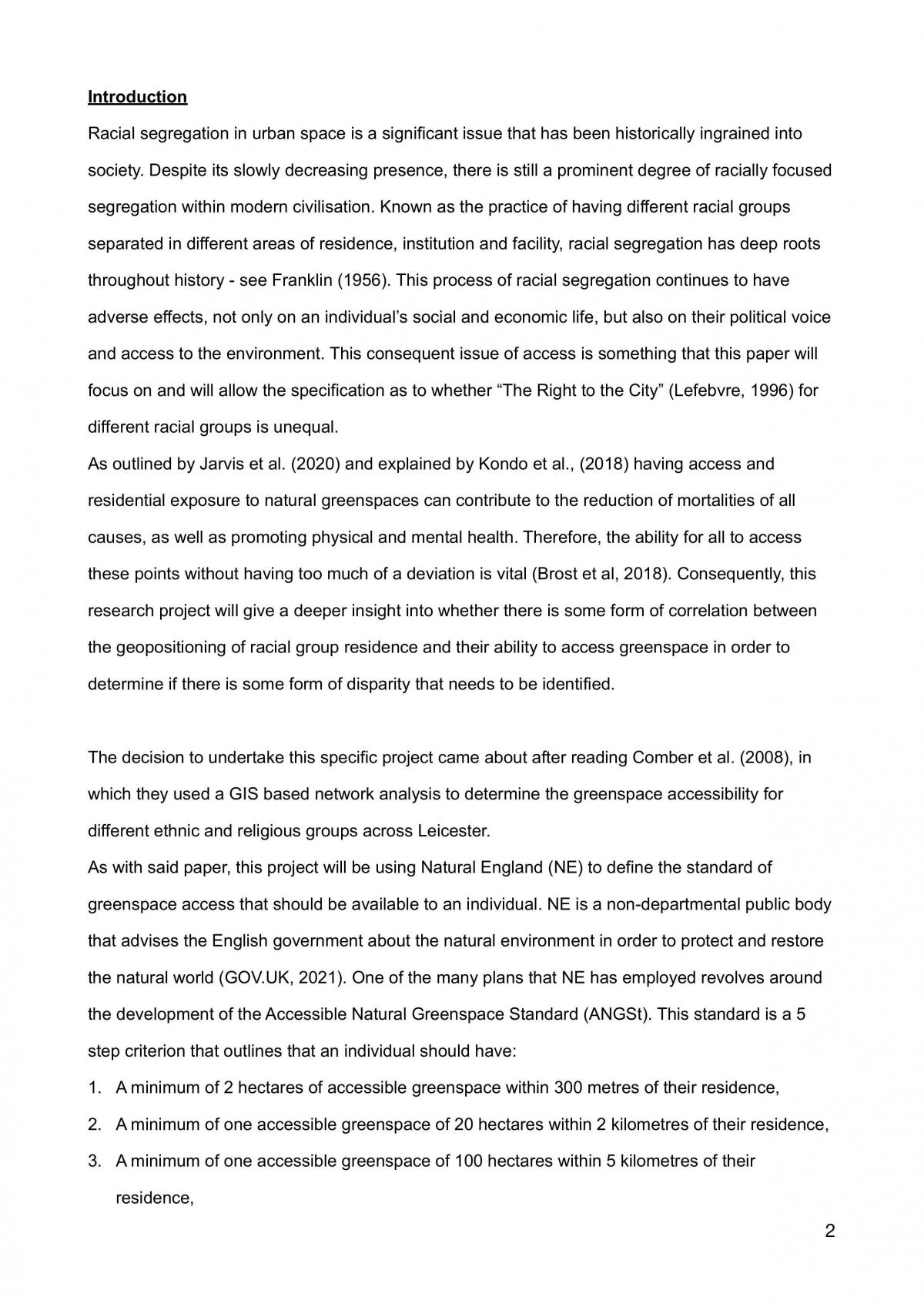 Using a GIS-based network analysis to determine urban greenspace accessibility for different racial groups across Southern Manchester on the Output Area scale. - Page 2