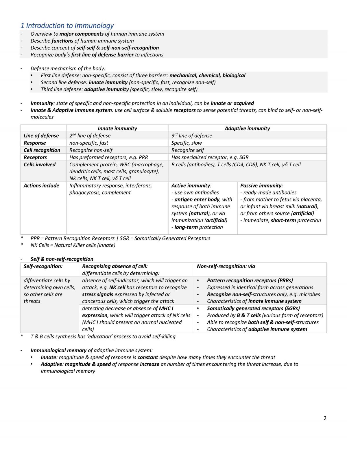 H&I Immunology Complete Notes - Page 2