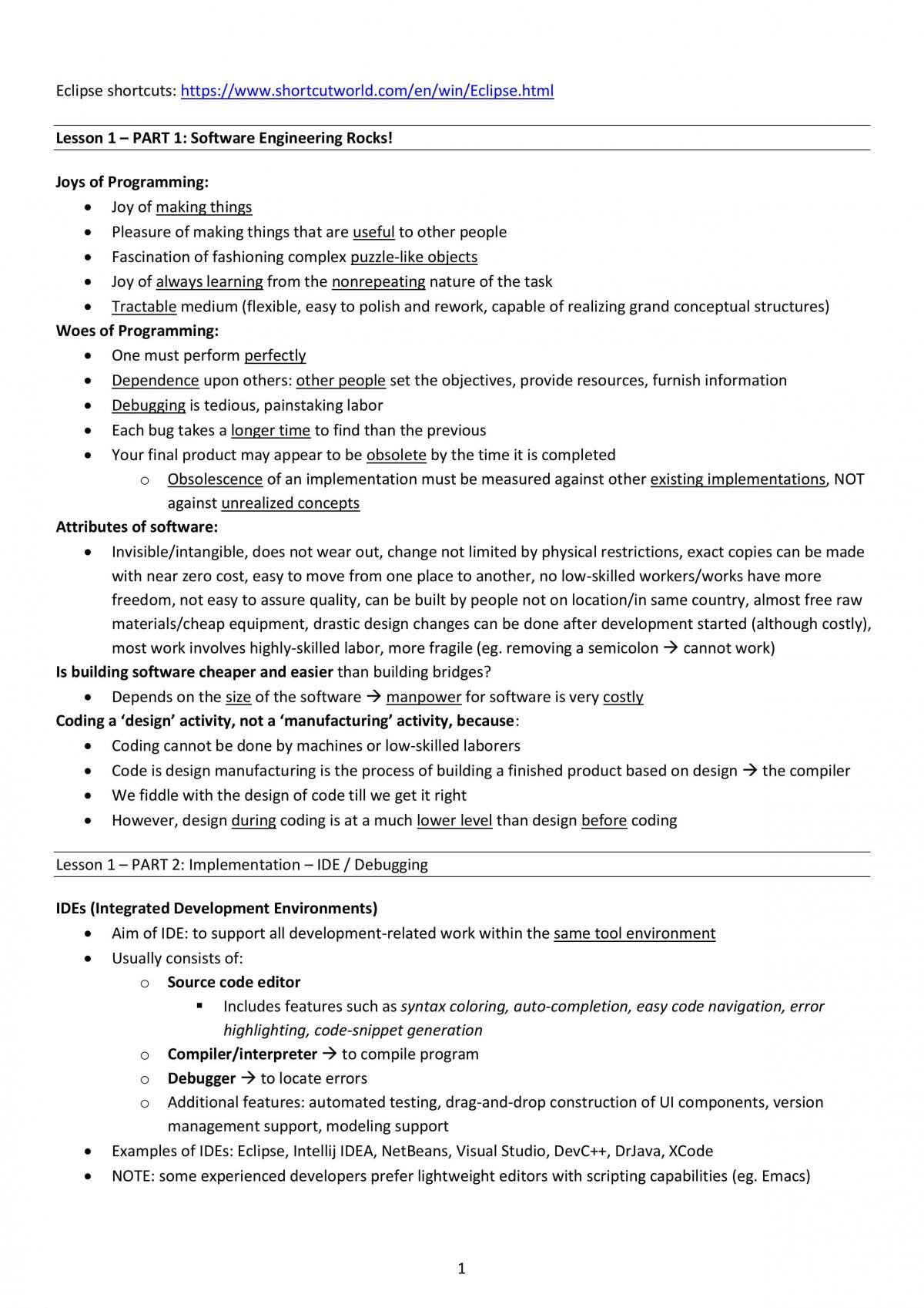 Exam Study Notes for CS2103 - Software Engineering - Page 2