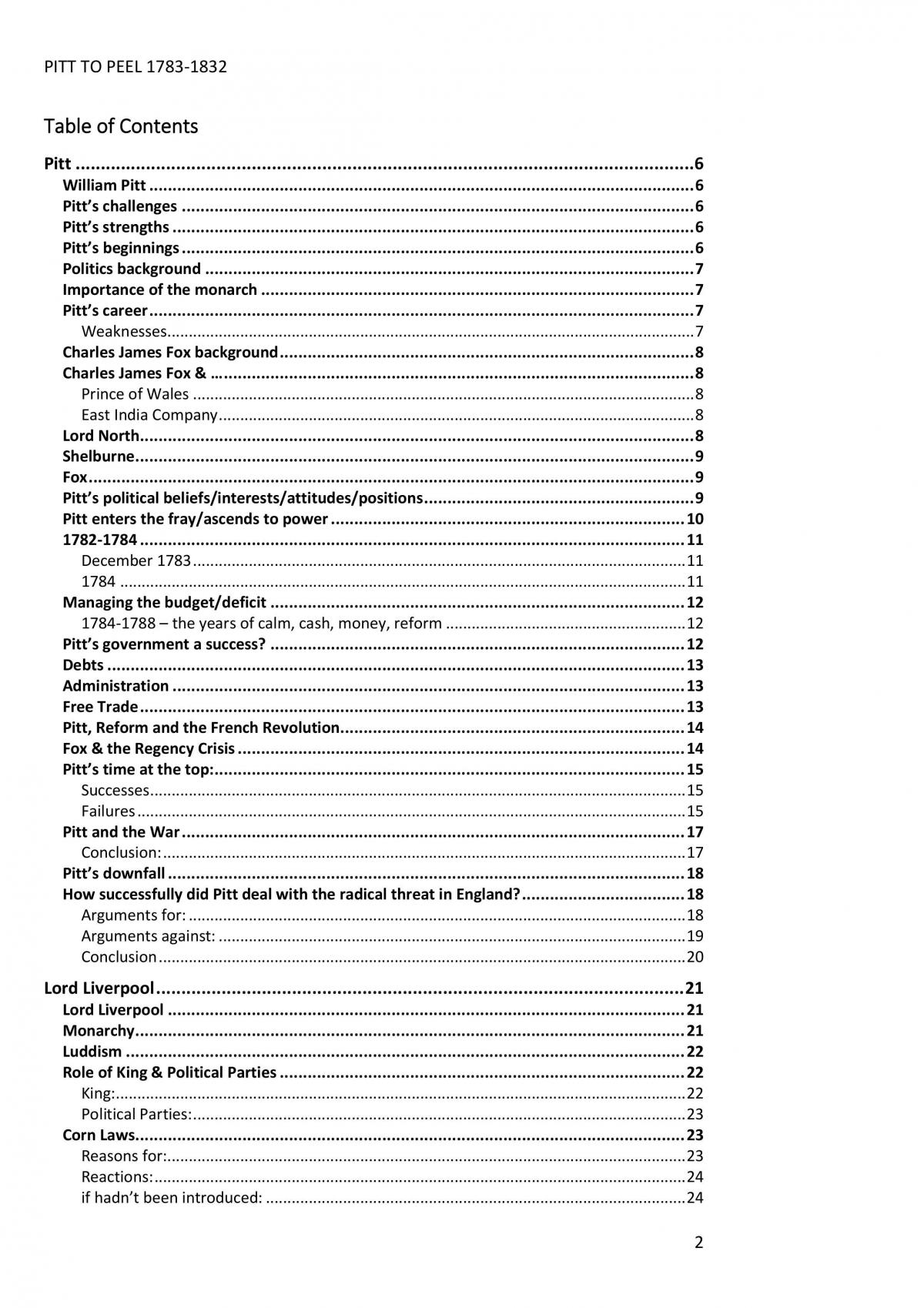 From Pitt to Peel Notes - Page 2