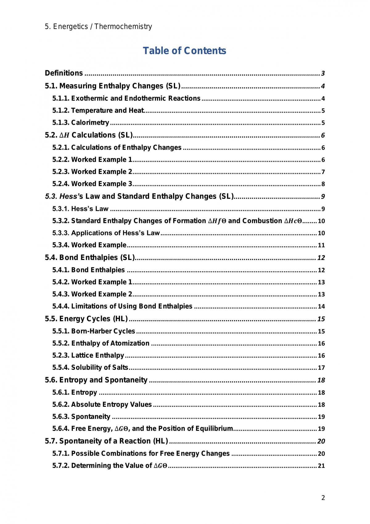 Topic 5 Energetics / Thermochemistry - Page 2