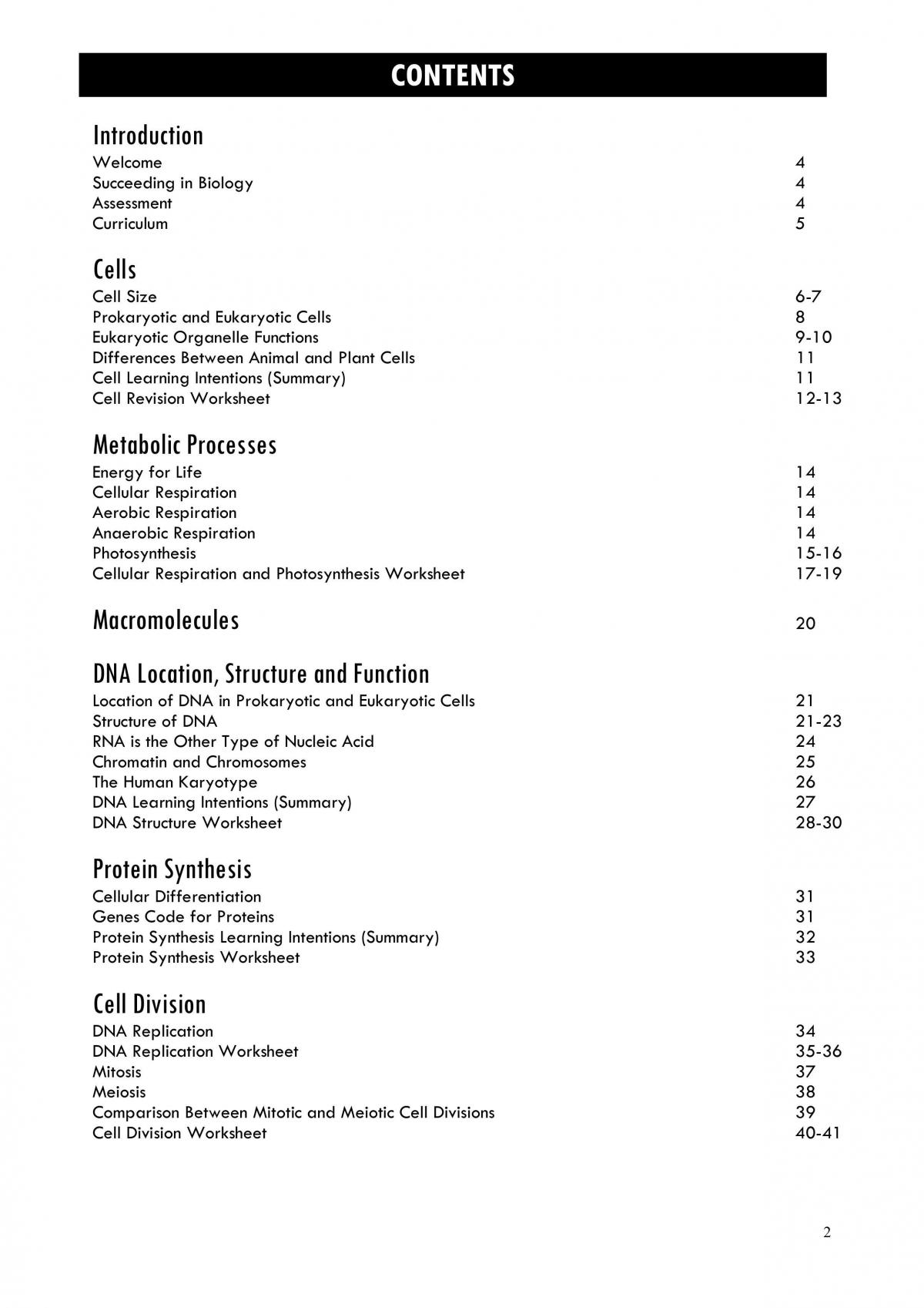 Cells, Macromolecules and Metabolic Processes - Page 2