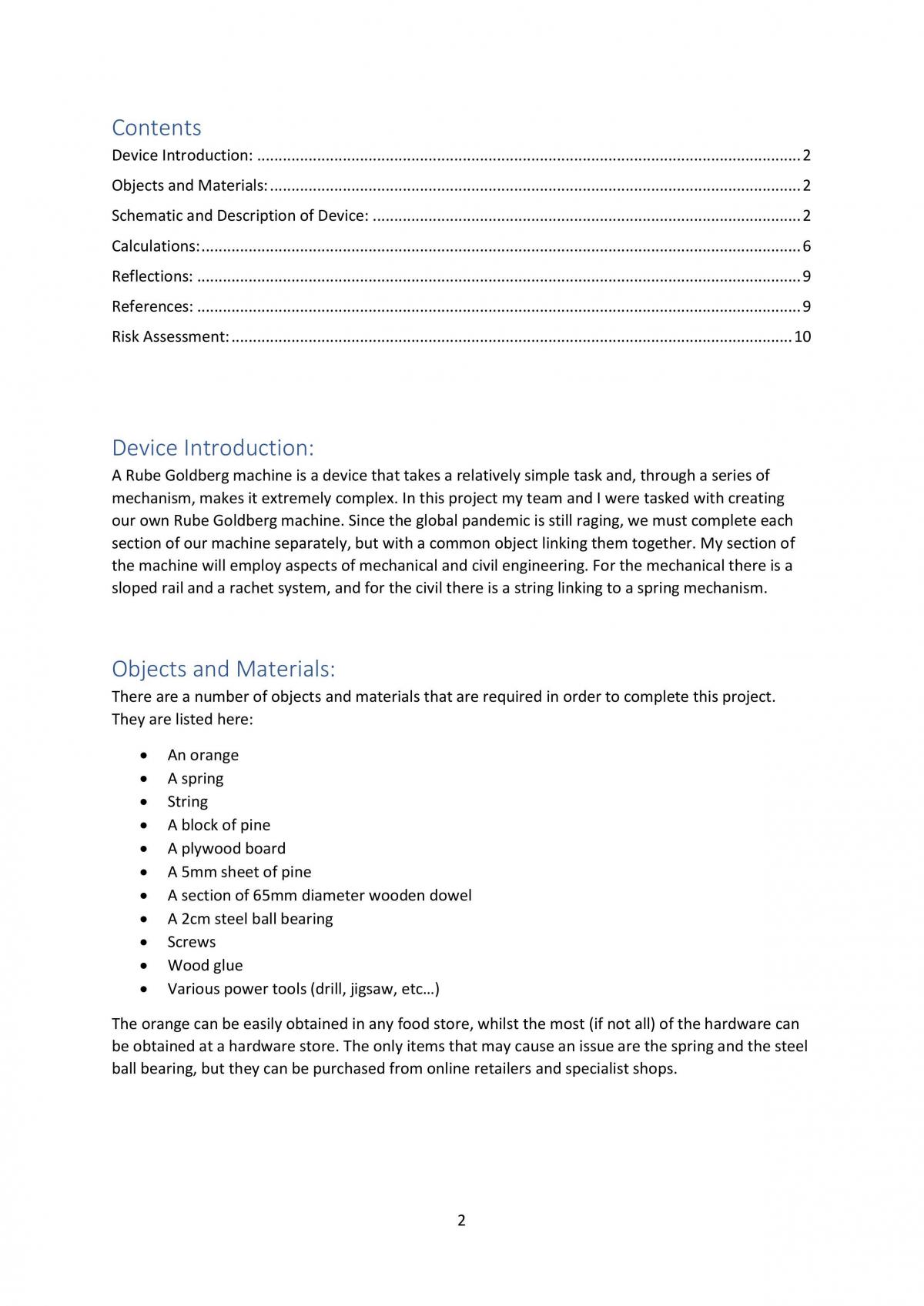 Rube Goldberg Project Report - Page 2