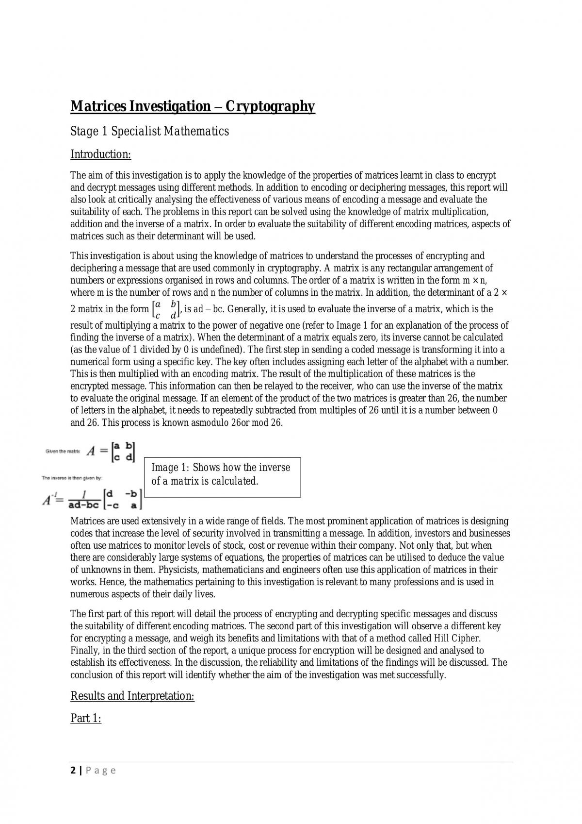 Cryptography Matrices Investigation - Page 2