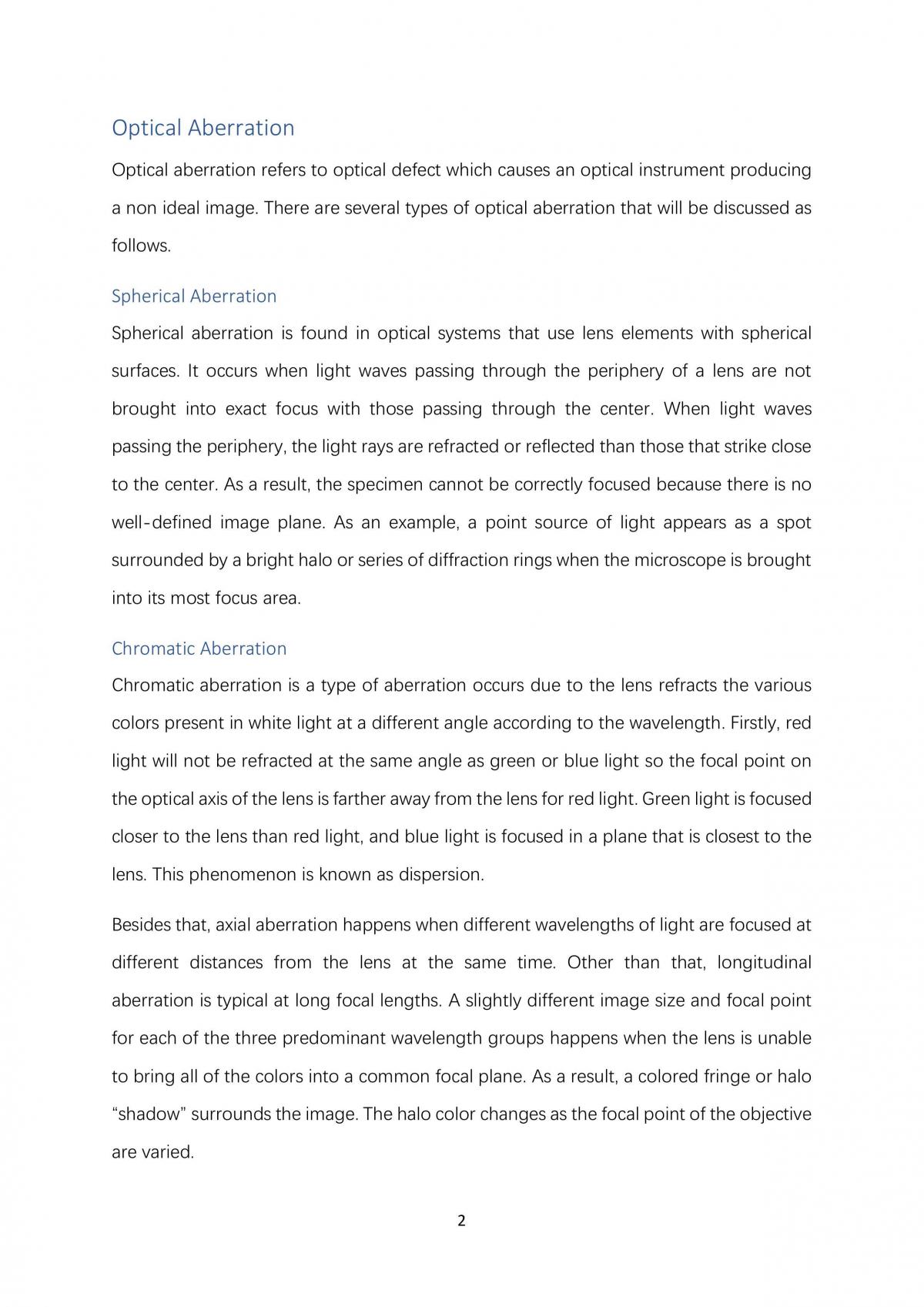 BOT205 Optical Aberrations and Objectives Lenses - Page 2