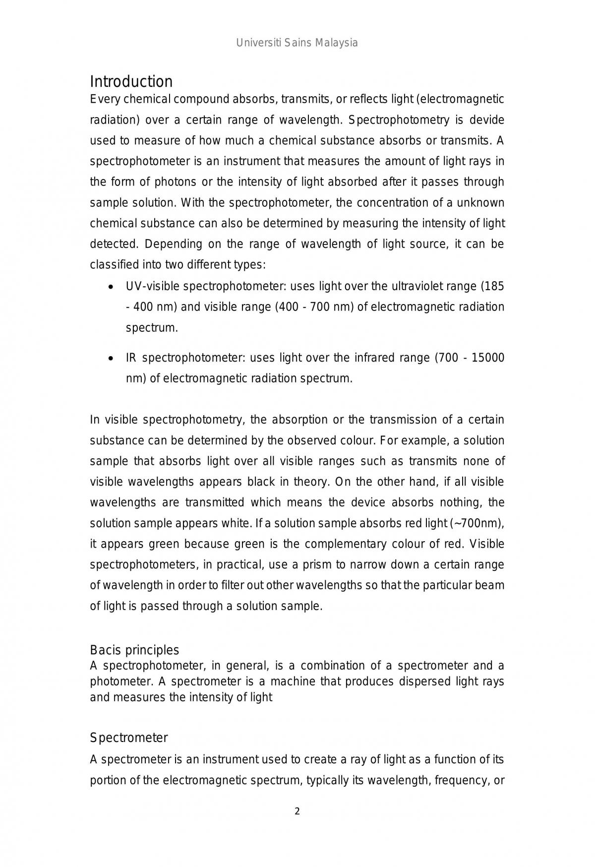 BOT205 Spectrophotometry & Beer-Lambert Law - Page 2