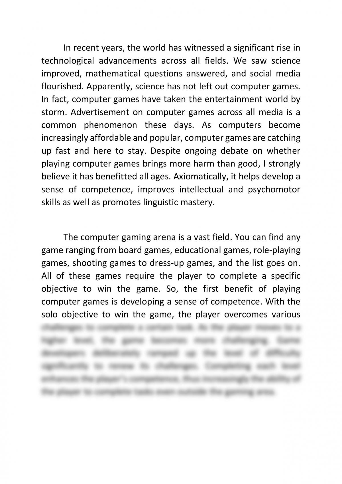 persuasive essay about computer games