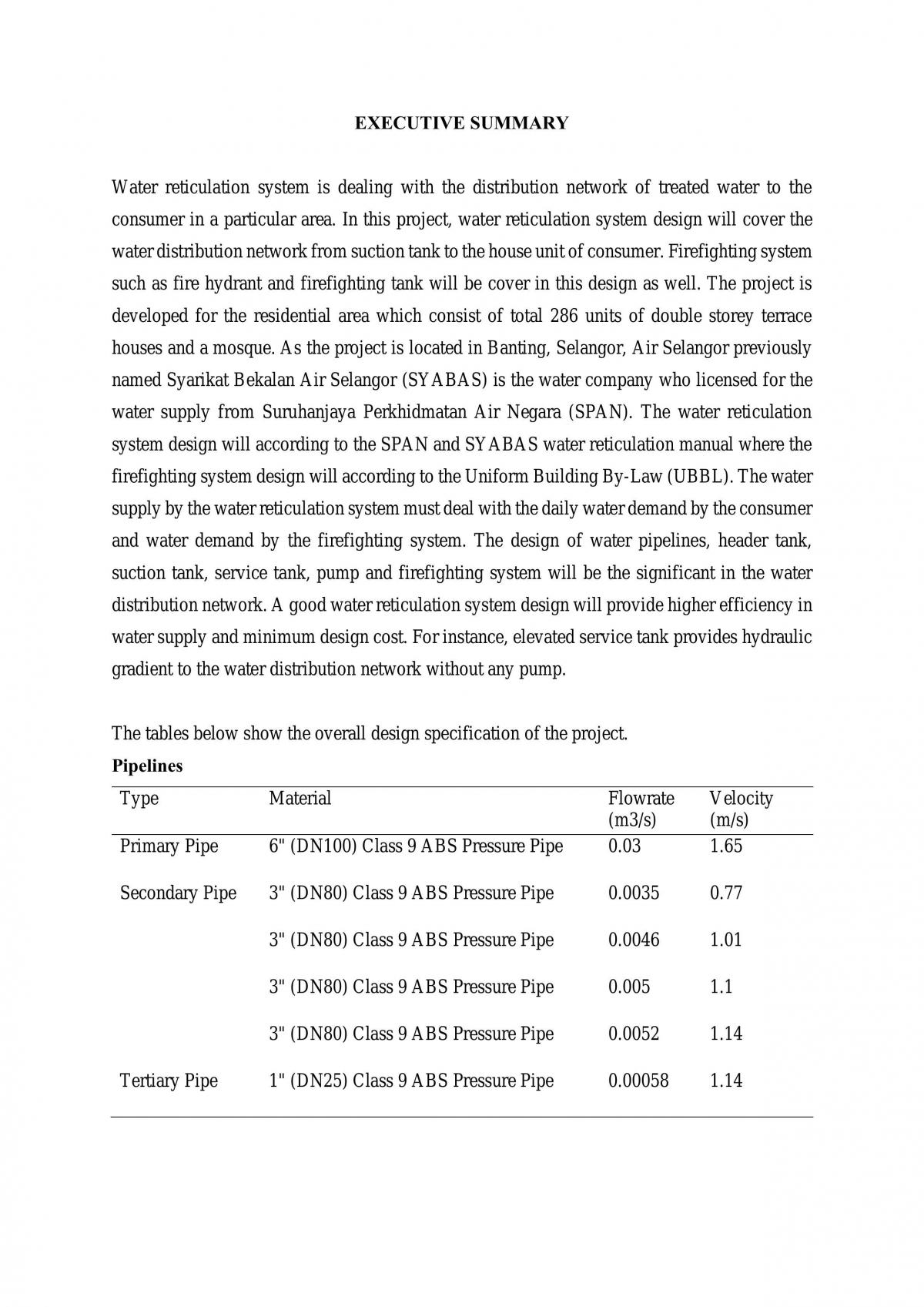 Volume 5: Water Reticulation System | UEMX4913 - Integrated Design ...