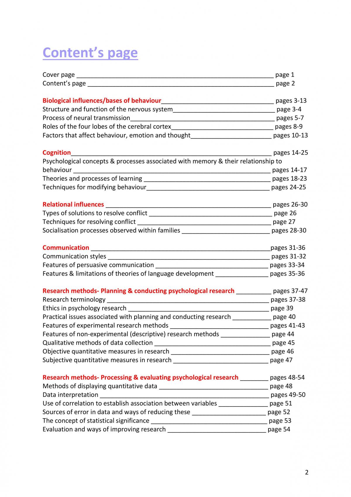 Psychology Semester One Exam notes  - Page 2