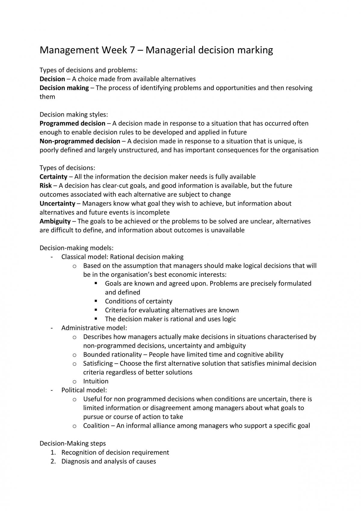 Management Study Notes Weeks 1-7  - Page 12
