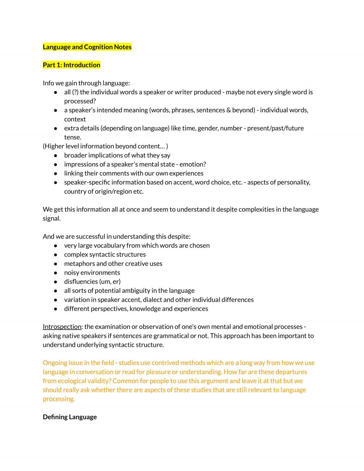 Language and Cognition Study Notes - Page 2