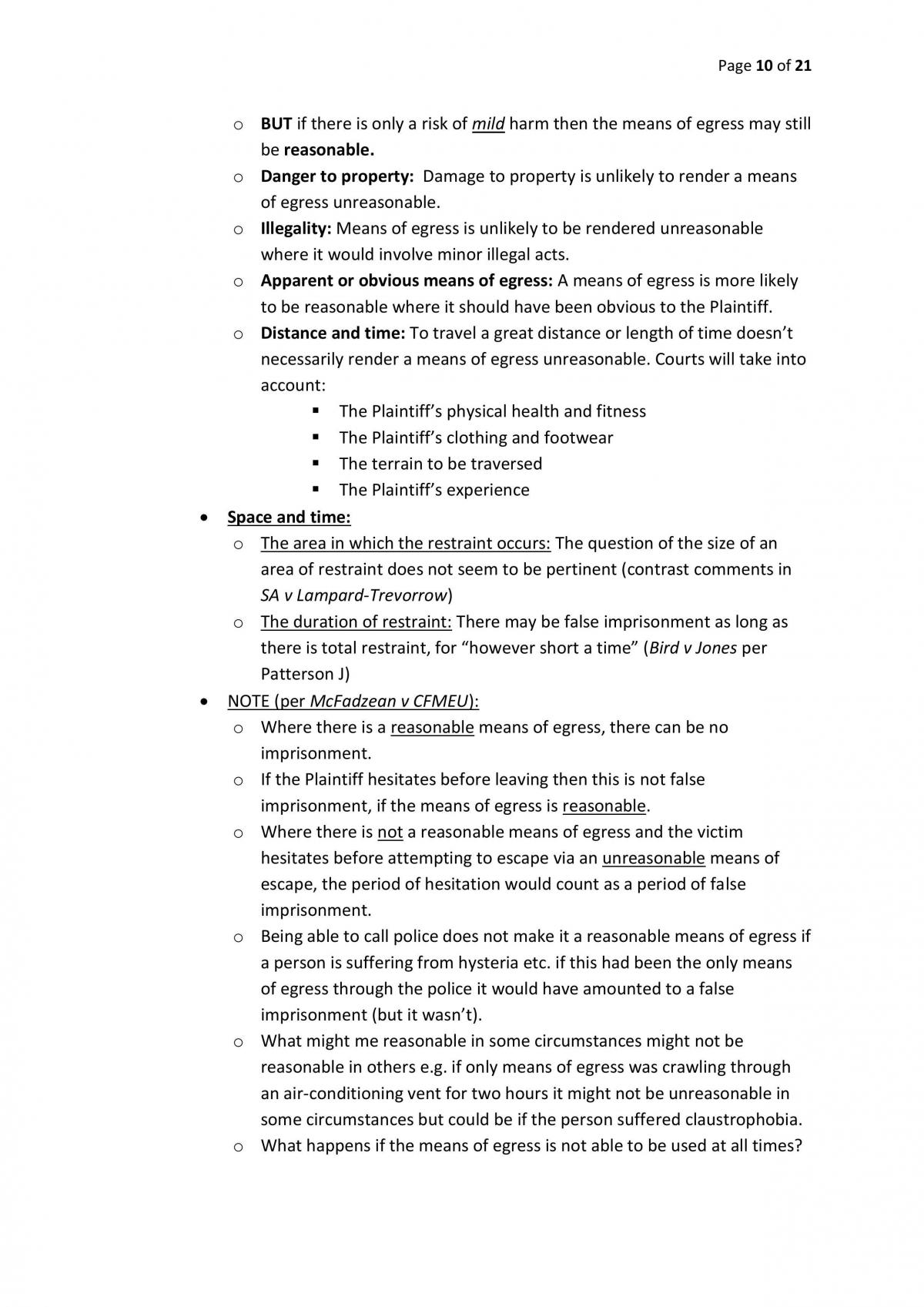 Torts to the Person - Major Topic - Page 10
