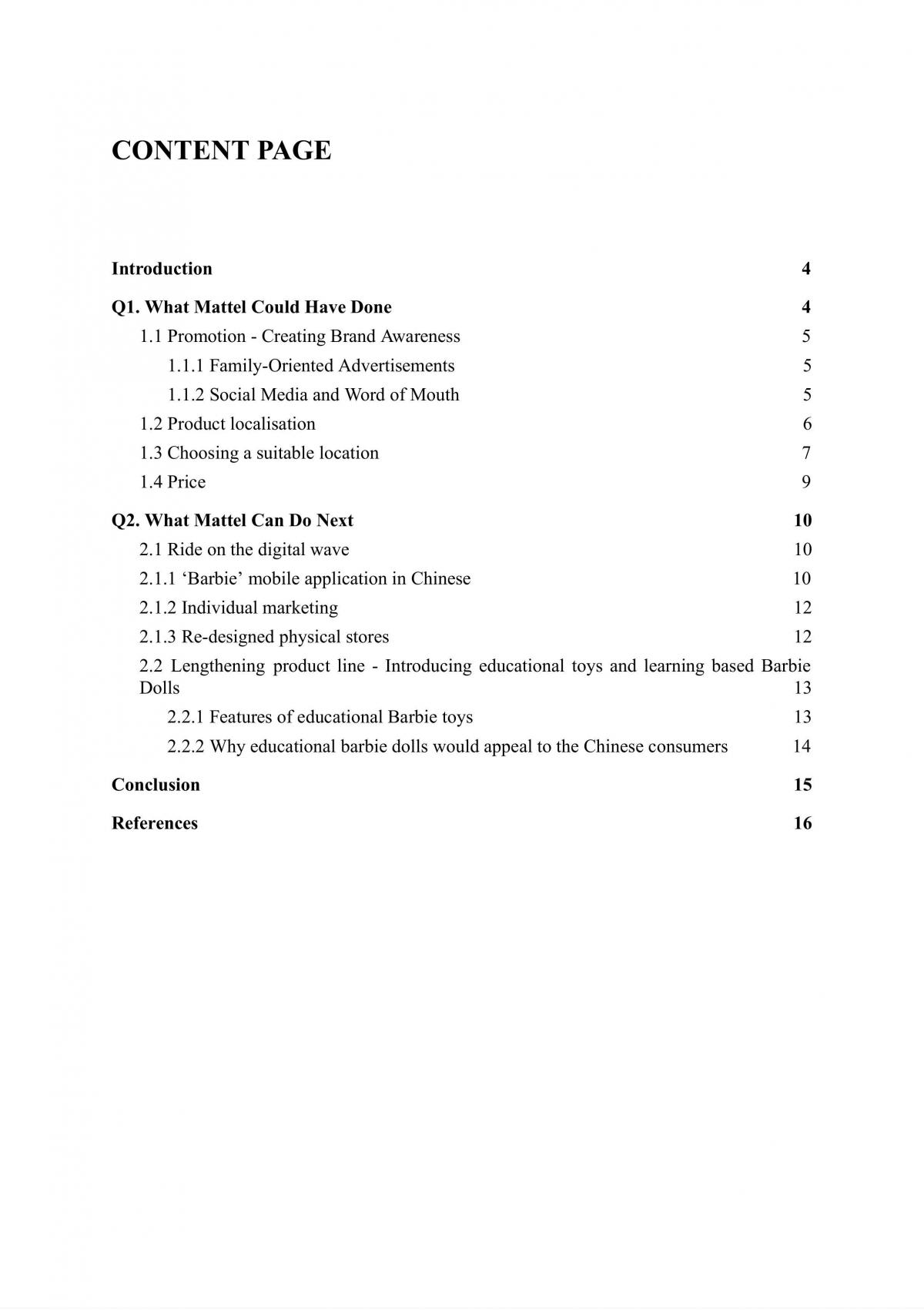 MKT1705 Project Report on Barbie - Page 2