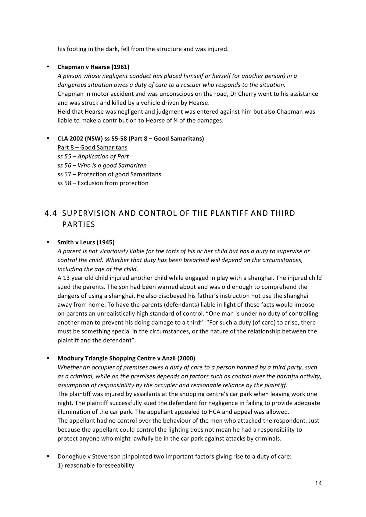 LAWS1012 Torts Notes - Page 14