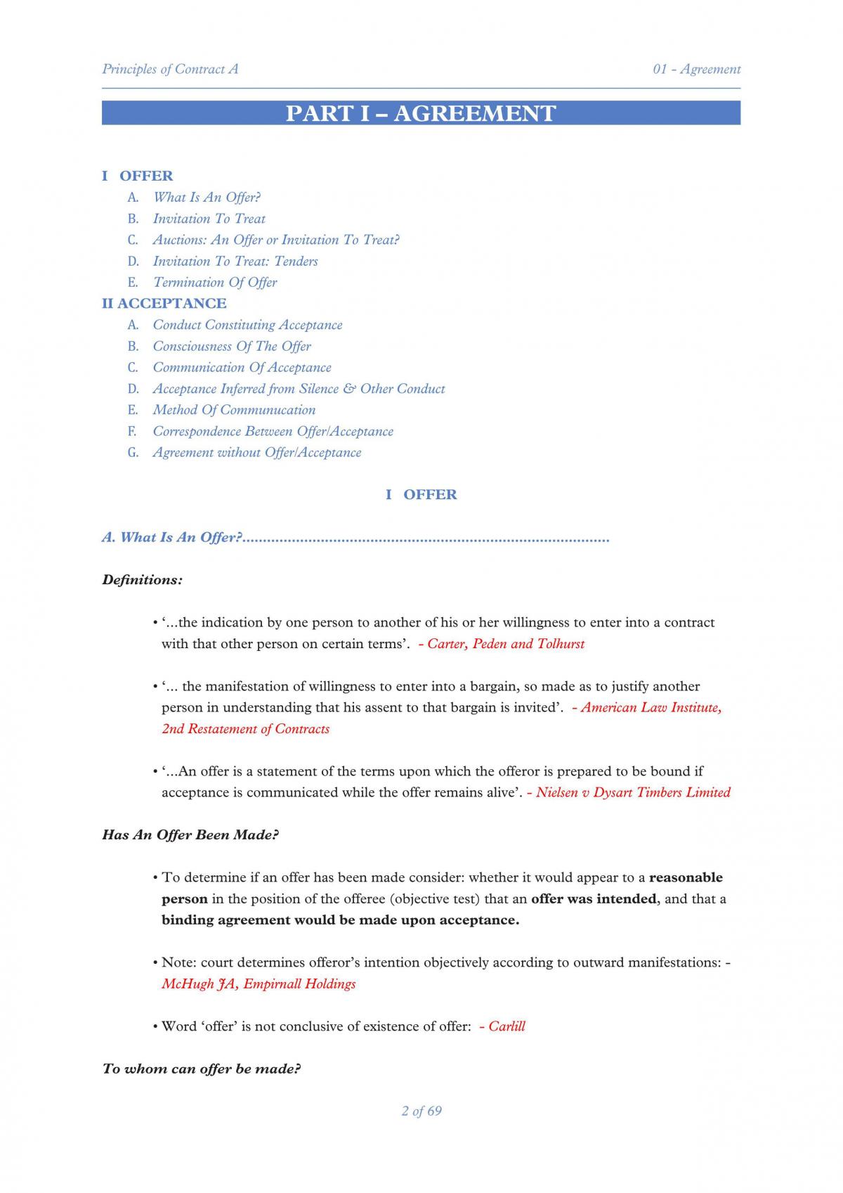 Contract (A)  Exam Notes for JD Course - Page 2