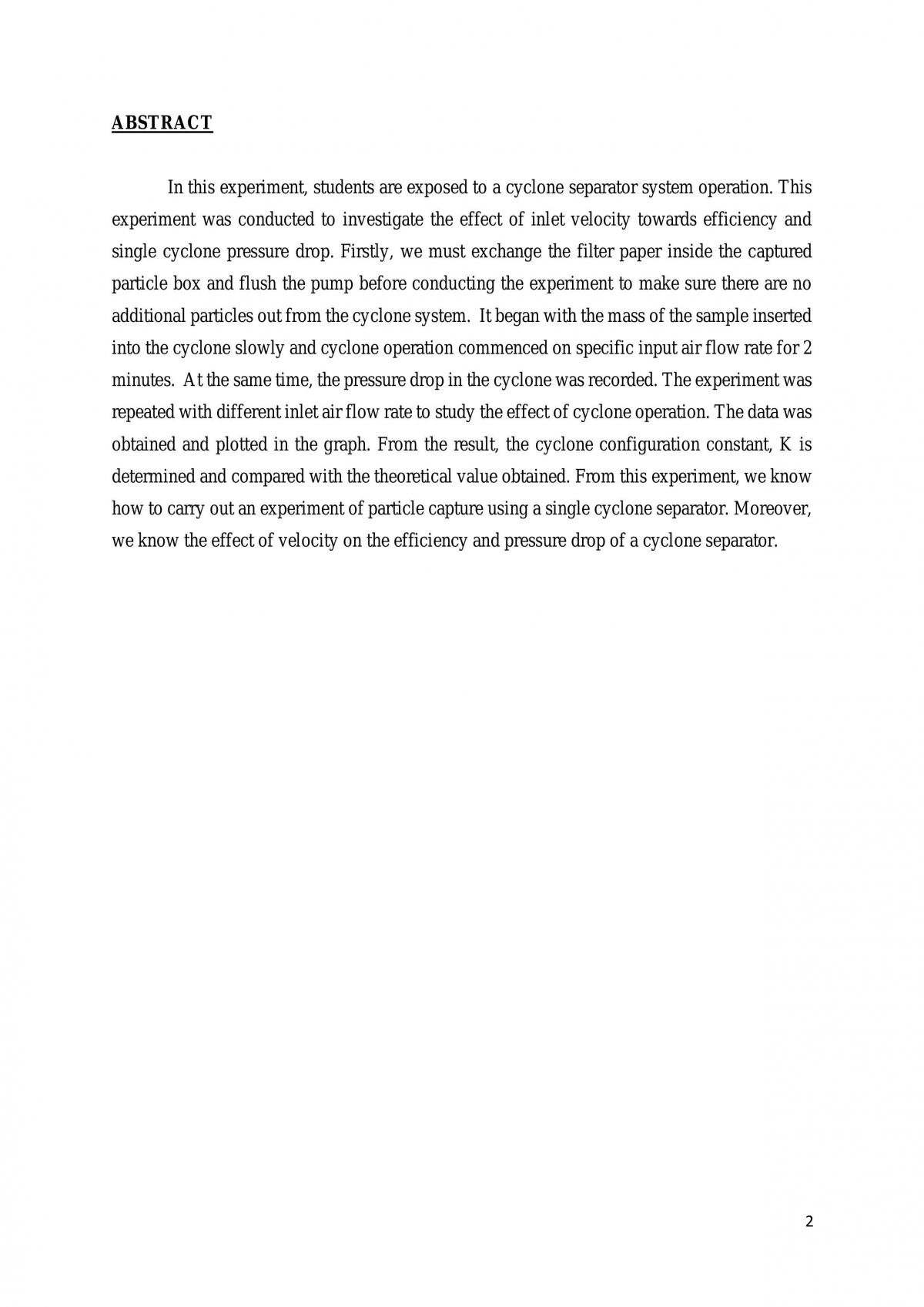 Experiment 3 Cyclone Separator Lab Report - Page 2