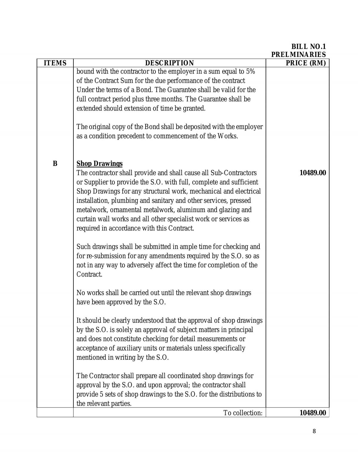 Estimate for preliminaries work  - Page 6