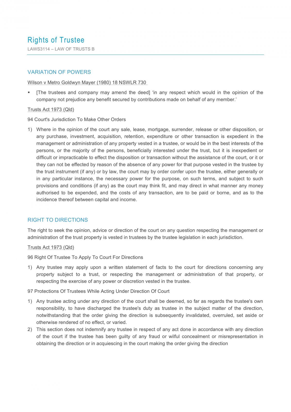 LAWS3114 Trusts B - Study Notes - Page 17