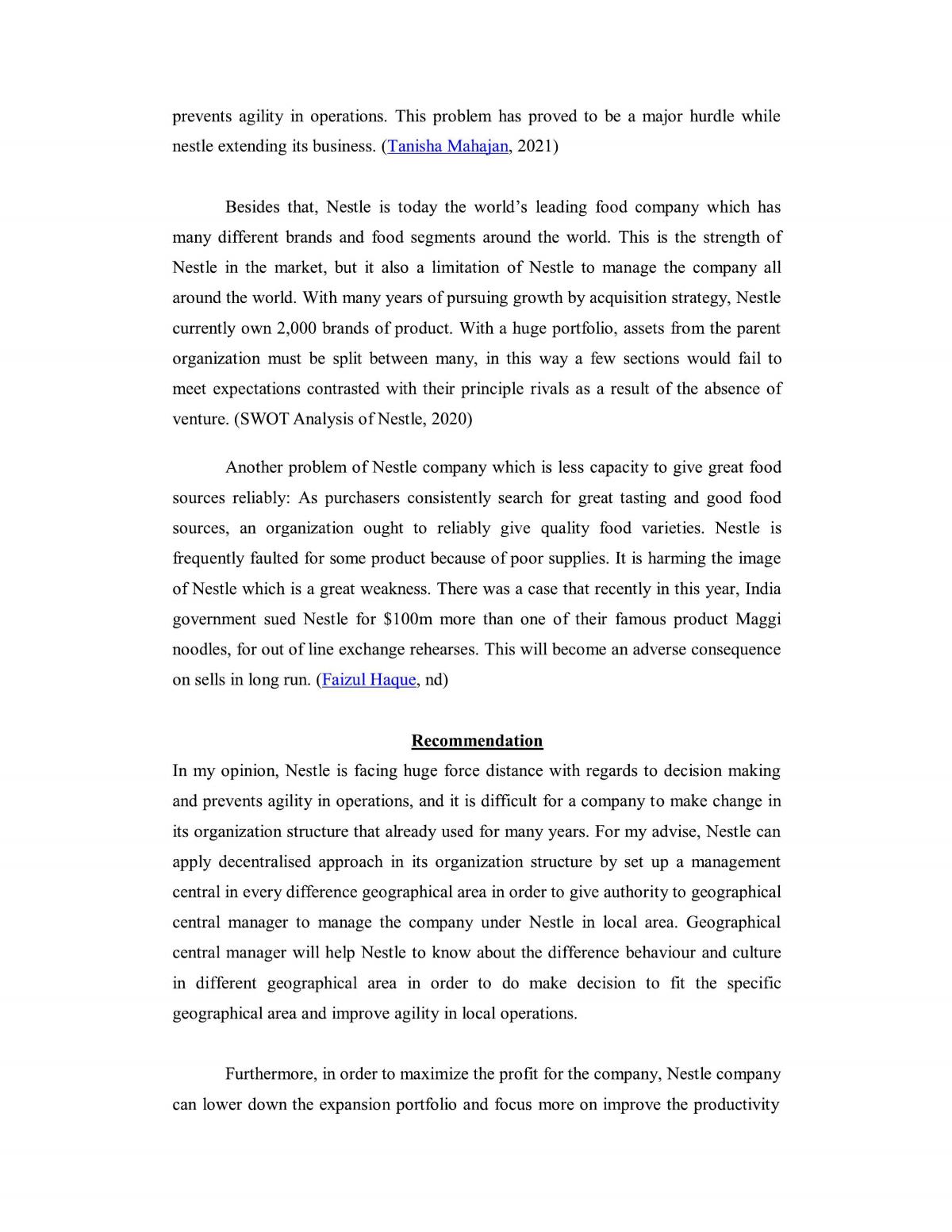 Essay discussing the management principles of Nestle  - Page 11