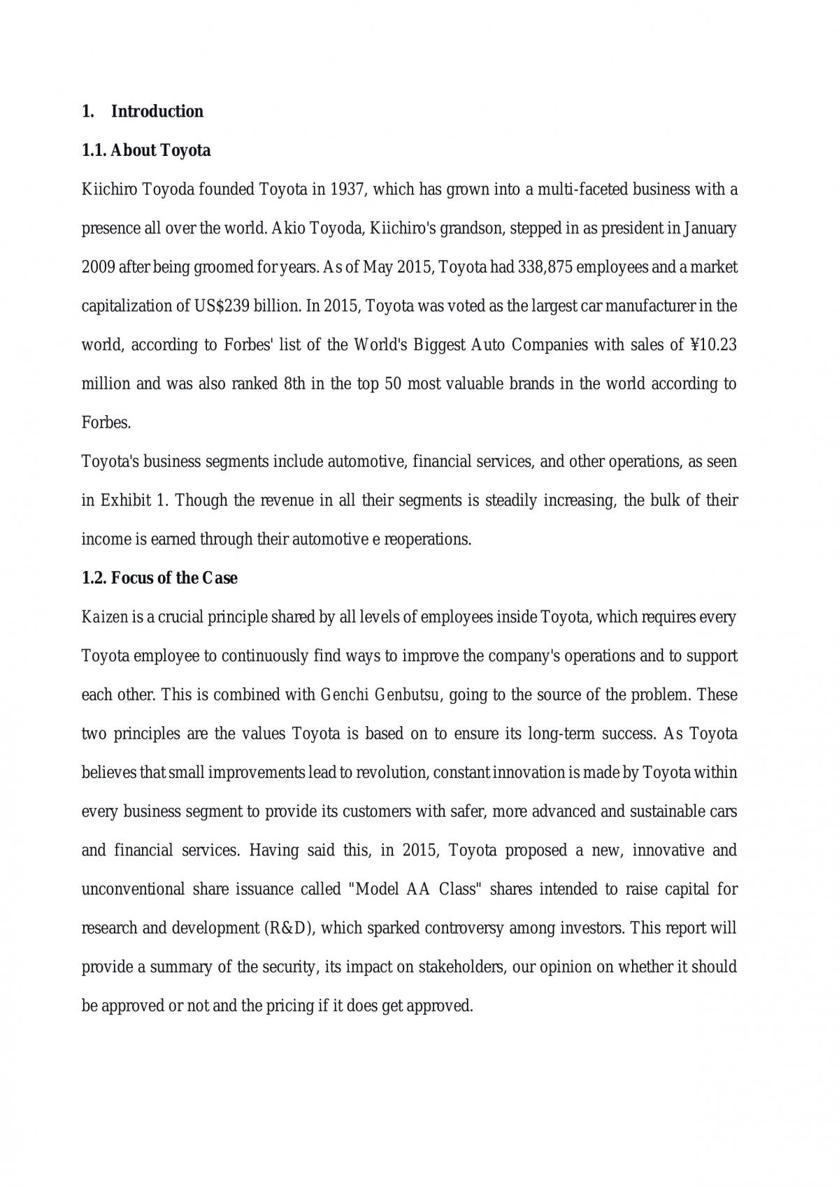 Toyota Case Report  - Page 2
