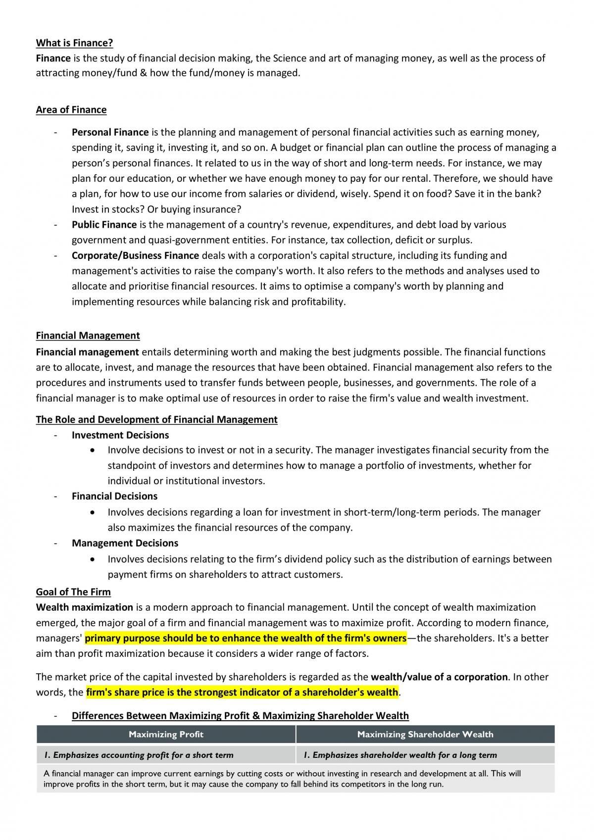 Introduction to Finance Notes - Page 4
