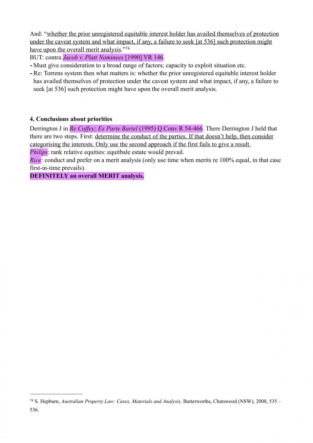 Property Law 2 Exam Notes - Page 61