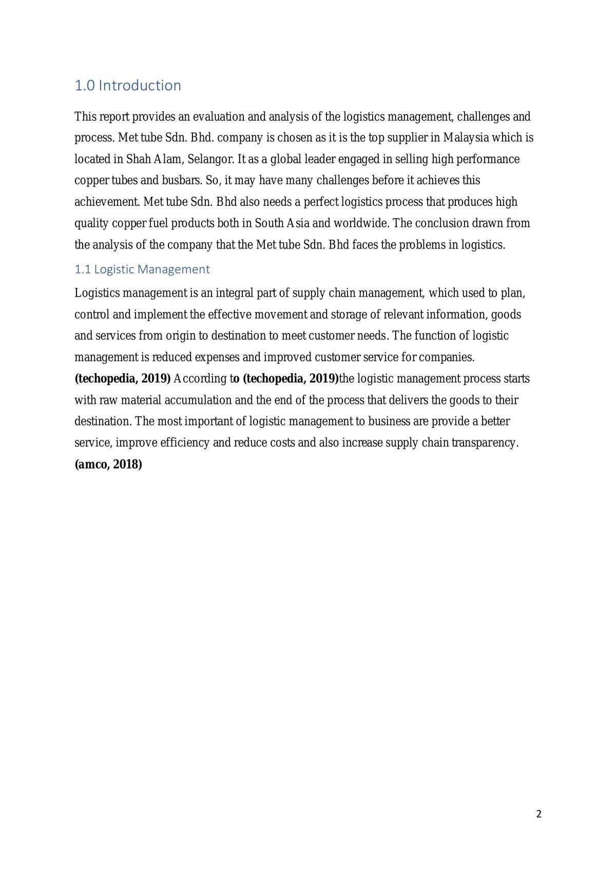 Logistics assignment -Case study about Met Tube - Page 2